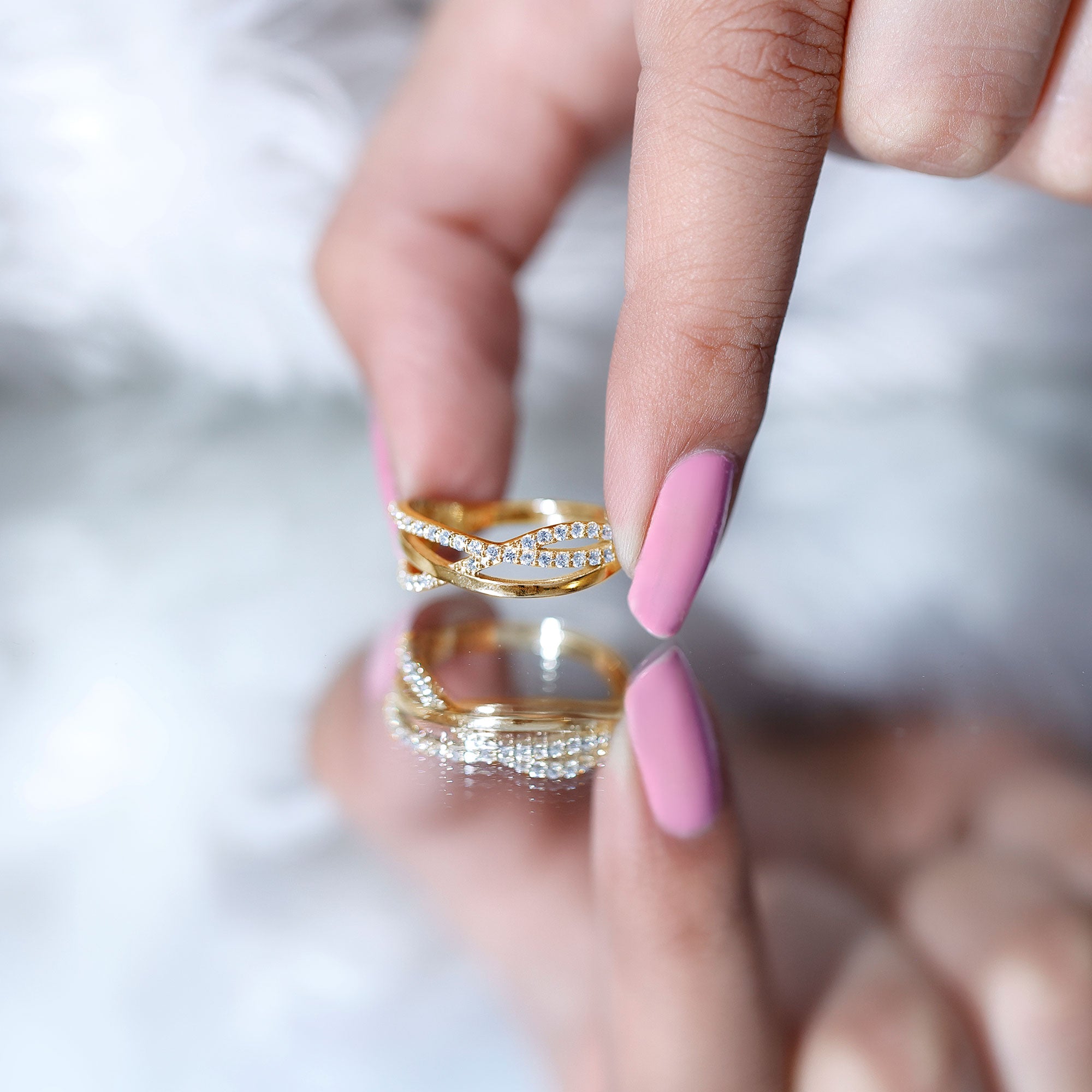 Certified Lab Grown Diamond Orbit Ring for Women Lab - ( EF-VS ) - Rosec Jewels