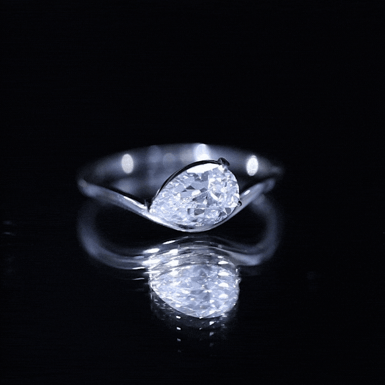 1.3 Carat Pear Shaped Lab Grown Diamond Solitaire Engagement Ring Lab - ( EF-VS ) - Rosec Jewels