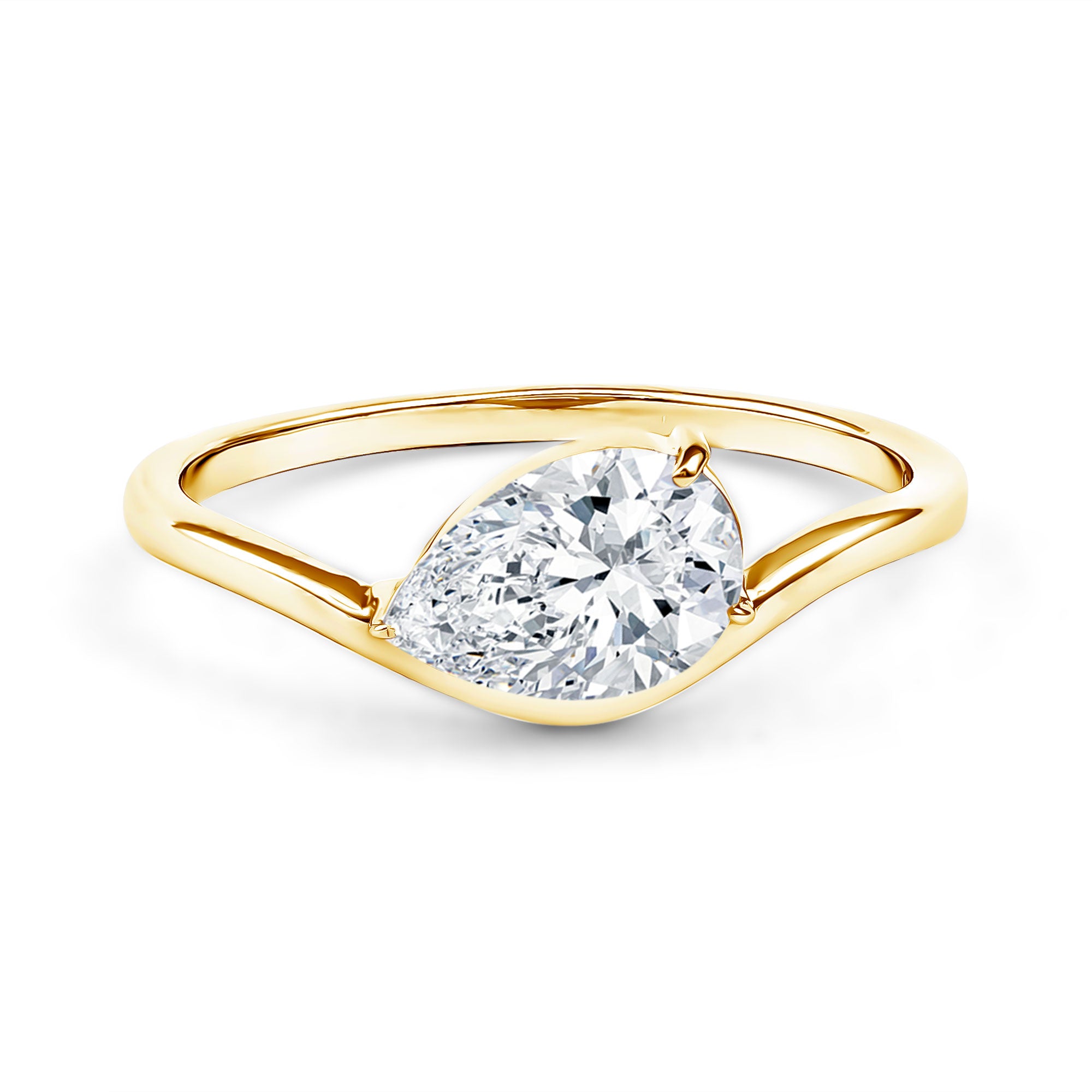 1.3 Carat Pear Shaped Lab Grown Diamond Solitaire Engagement Ring Lab - ( EF-VS ) - Rosec Jewels