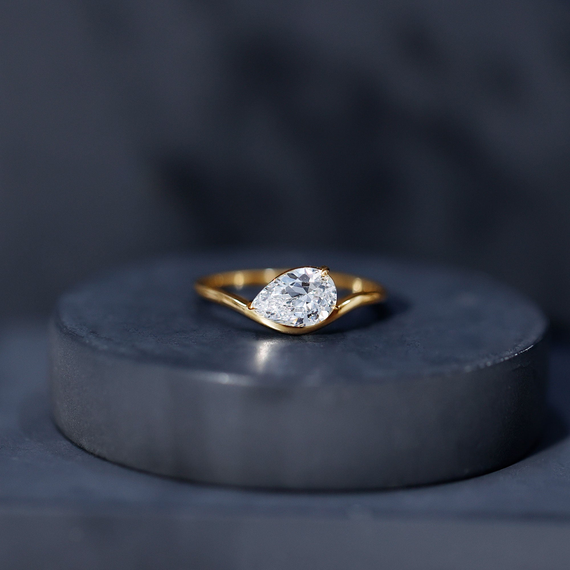 1.3 Carat Pear Shaped Lab Grown Diamond Solitaire Engagement Ring Lab - ( EF-VS ) - Rosec Jewels