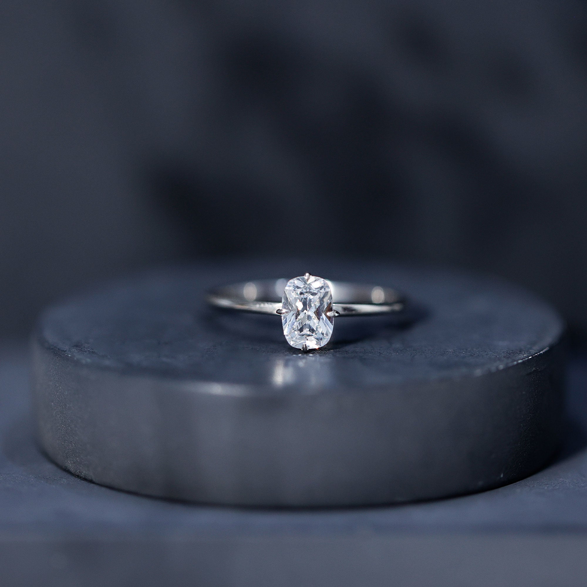 Solitaire 1.2 Carat Elongated Cushion Cut Engagement Ring with Lab Grown Diamond Lab - ( EF-VS ) - Rosec Jewels