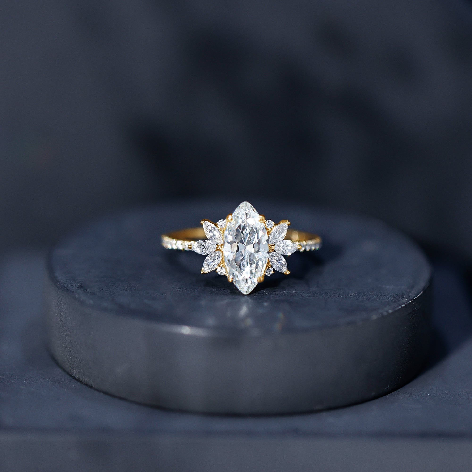Rosec Jewels-Marquise Cut Lab Created Diamond 2 Carat Engagement Ring for Women