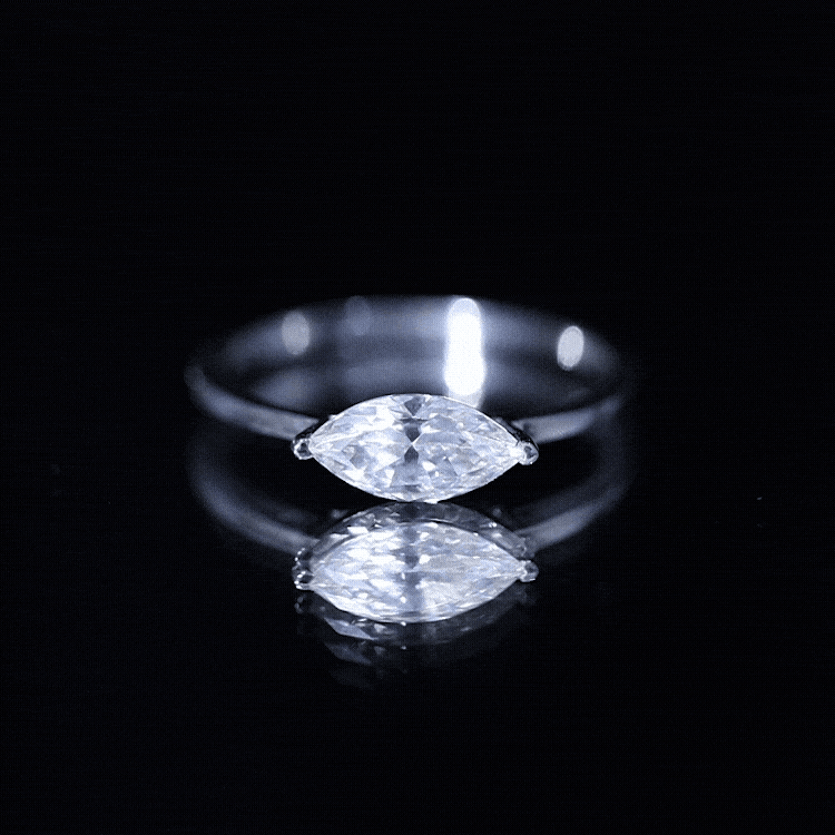 East West Marquise Cut 1 Carat Lab Grown Diamond Solitaire Ring Lab - ( EF-VS ) - Rosec Jewels