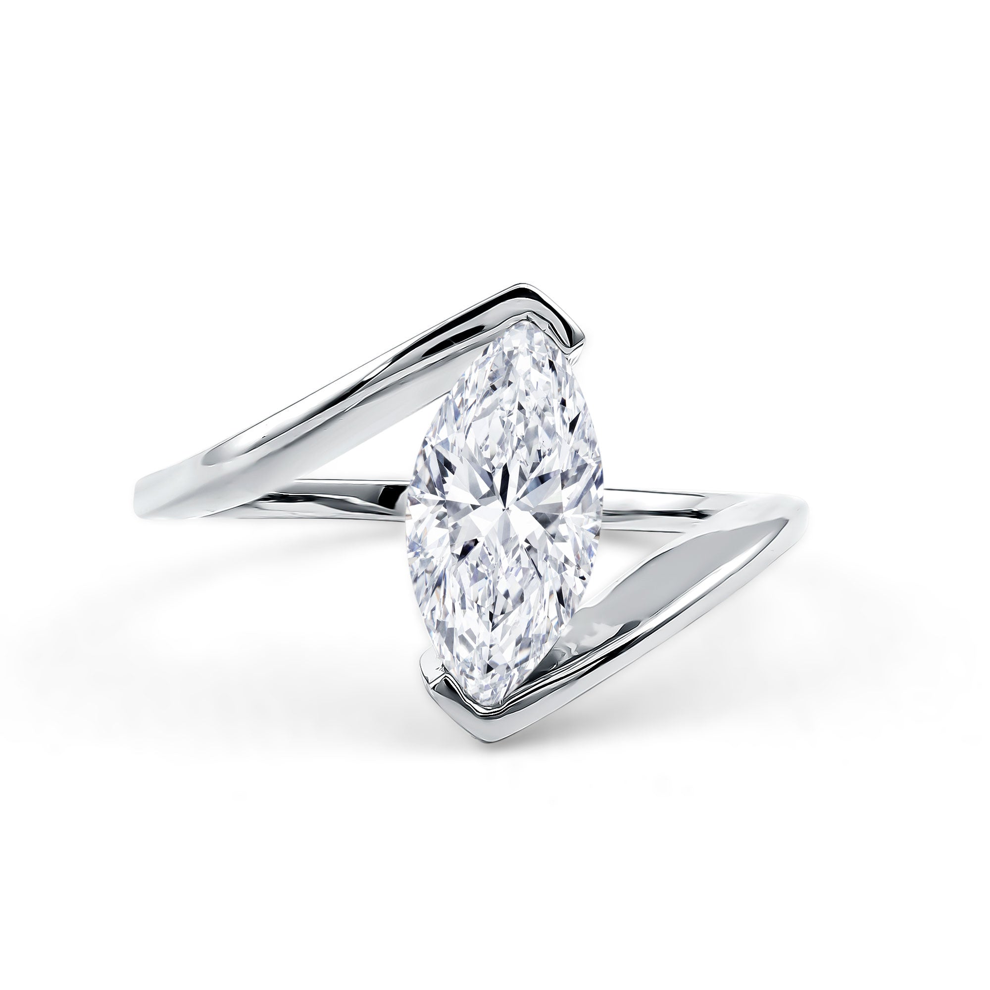 Marquise Cut 2 Carat Lab Grown Diamond Engagement Ring Lab - ( EF-VS ) - Rosec Jewels