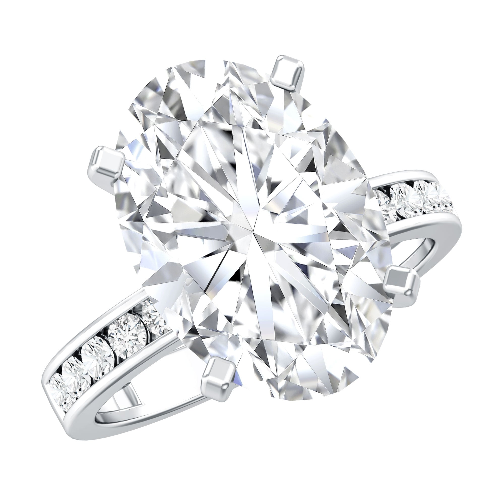 Oval Cut 5 Carat Lab Grown Diamond Big Engagement Ring with IGI Certificate Lab - ( E-VS1 ) - Rosec Jewels