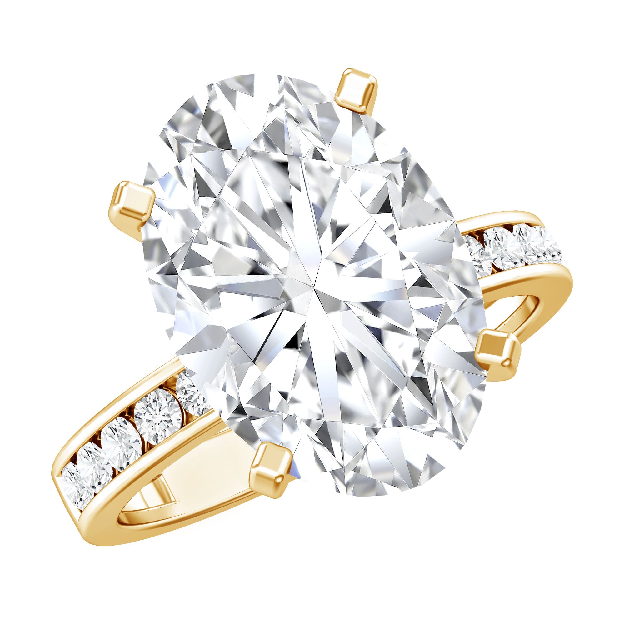 Oval Cut 5 Carat Lab Grown Diamond Big Engagement Ring with IGI Certificate Lab - ( E-VS1 ) - Rosec Jewels