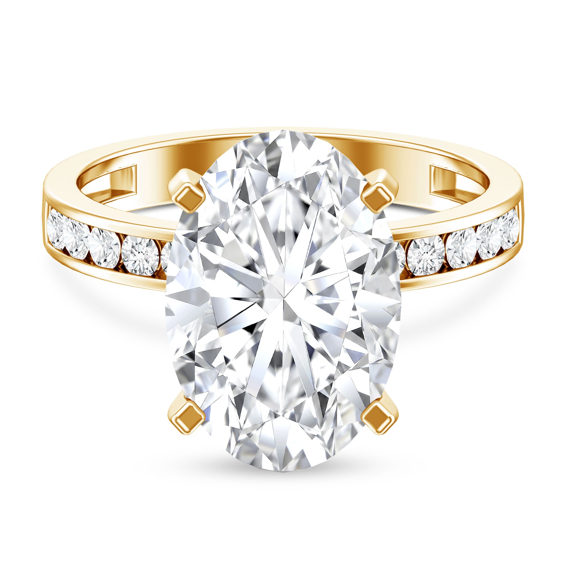 Oval Cut 5 Carat Lab Grown Diamond Big Engagement Ring with IGI Certificate Lab - ( EF-VS ) - Rosec Jewels