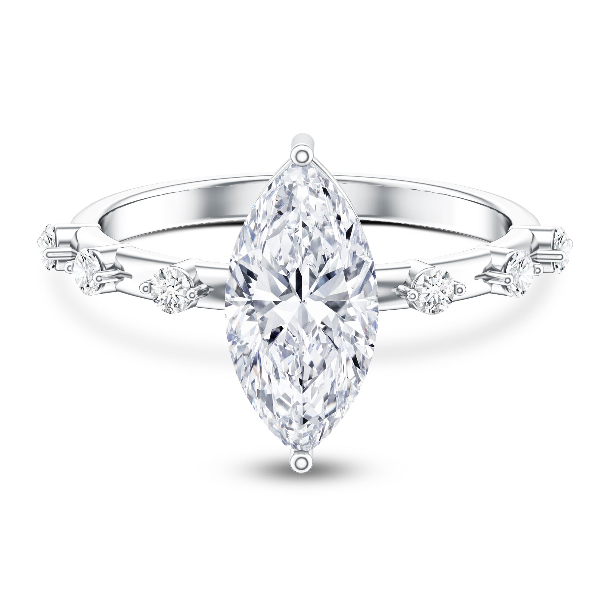 Solitaire 2 Carat Lab Created Diamond Marquise Engagement Ring IGI Certified Lab - ( E-VS1 ) - Rosec Jewels