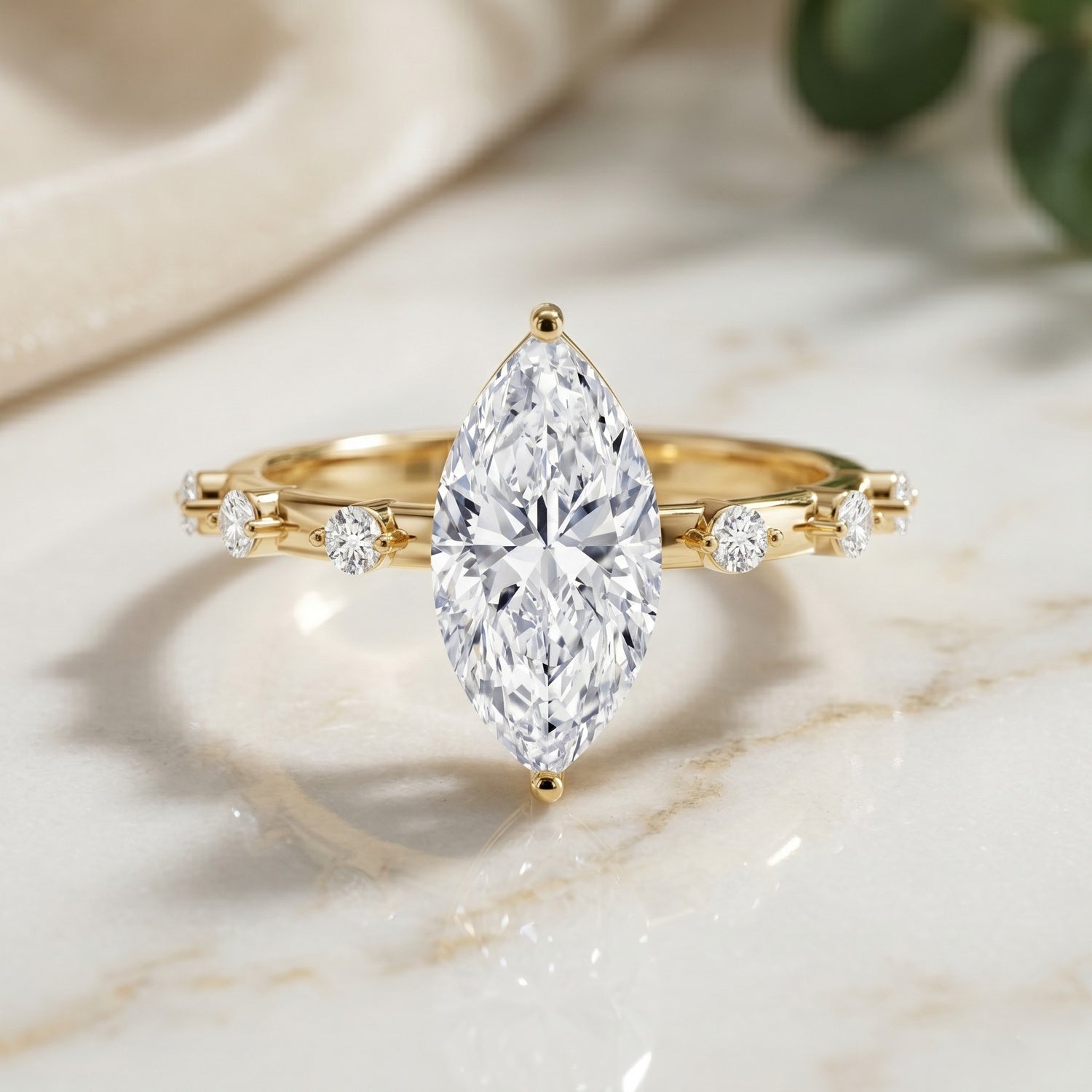 Solitaire 2 Carat Lab Created Diamond Marquise Engagement Ring IGI Certified Lab - ( E-VS1 ) - Rosec Jewels