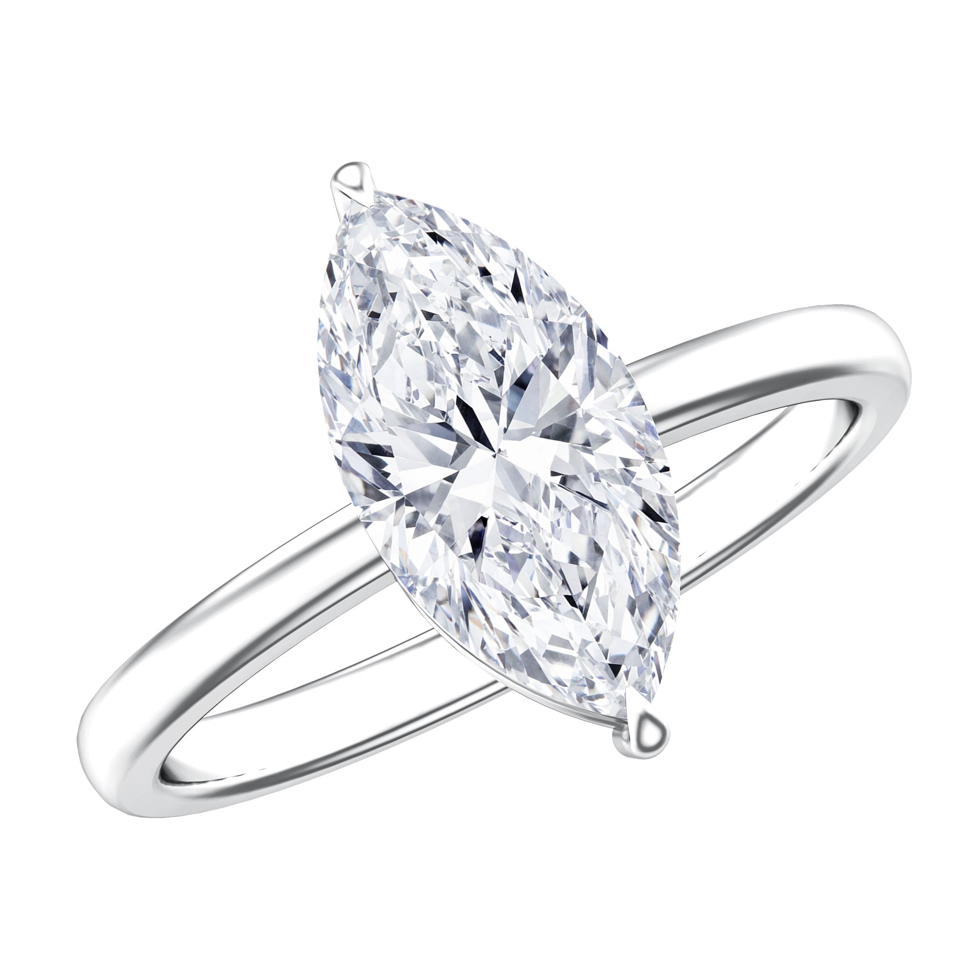 IGI Certified Marquise Cut Lab Created Diamond Solitaire Engagement Ring 2 Carat Lab - ( E-VS1 ) - Rosec Jewels