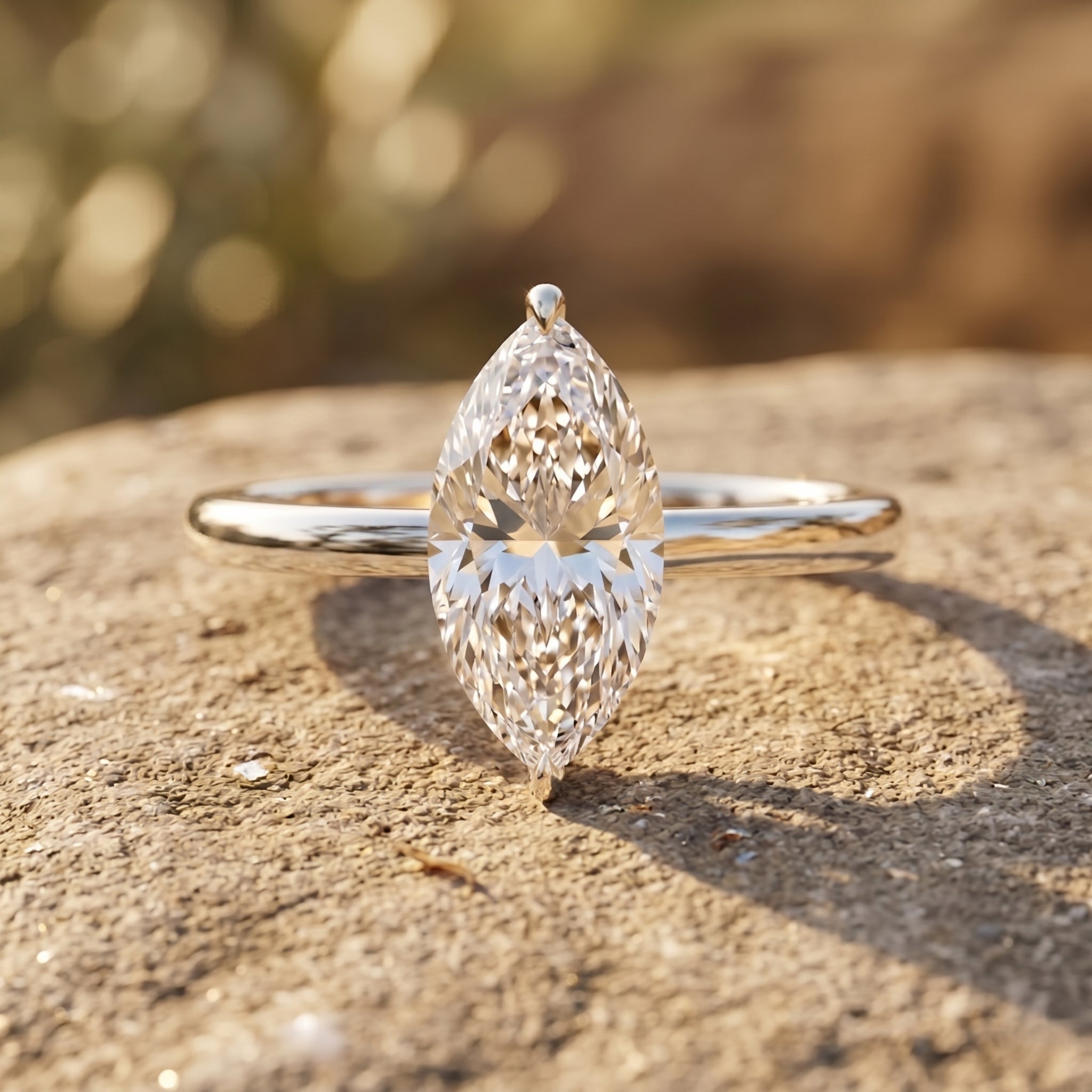 IGI Certified Marquise Cut Lab Created Diamond Solitaire Engagement Ring 2 Carat Lab - ( E-VS1 ) - Rosec Jewels