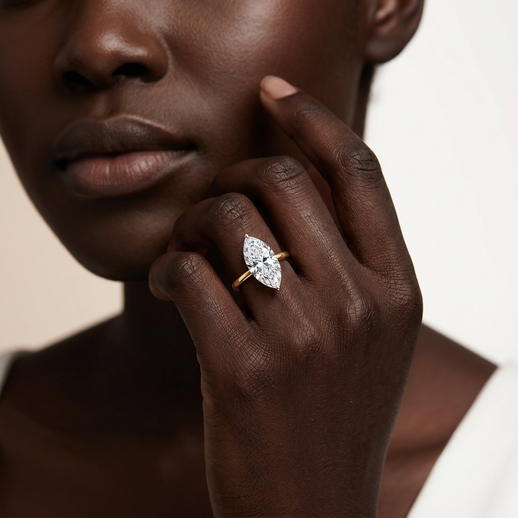Solitaire 3 Carat Lab Grown Diamond Marquise Engagement Ring IGI Certified Lab - ( E-VS1 ) - Rosec Jewels