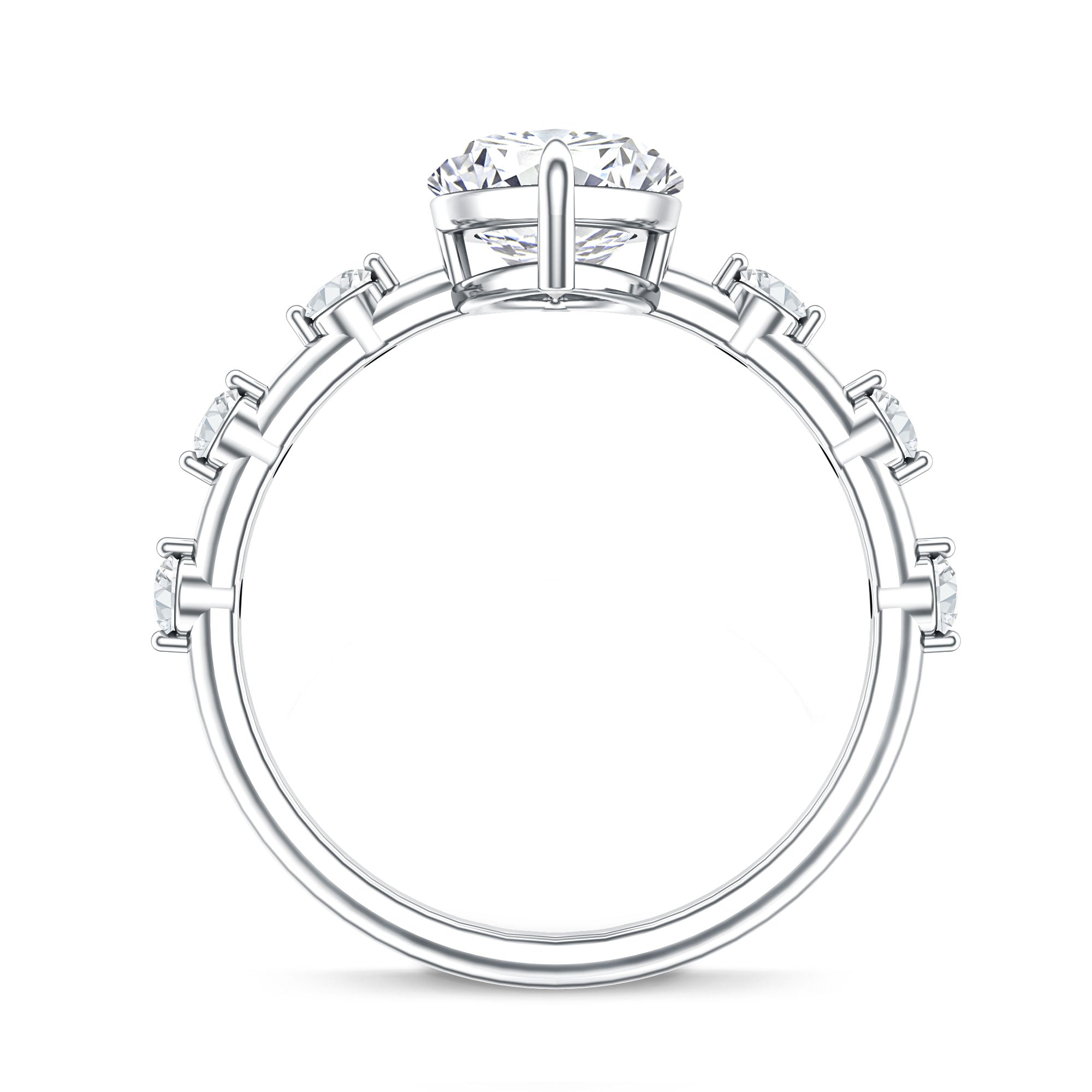 IGI Certified Lab Grown Diamond 3 Carat Marquise Engagement Ring with Spaced Accent Lab - ( E-VS1 ) - Rosec Jewels