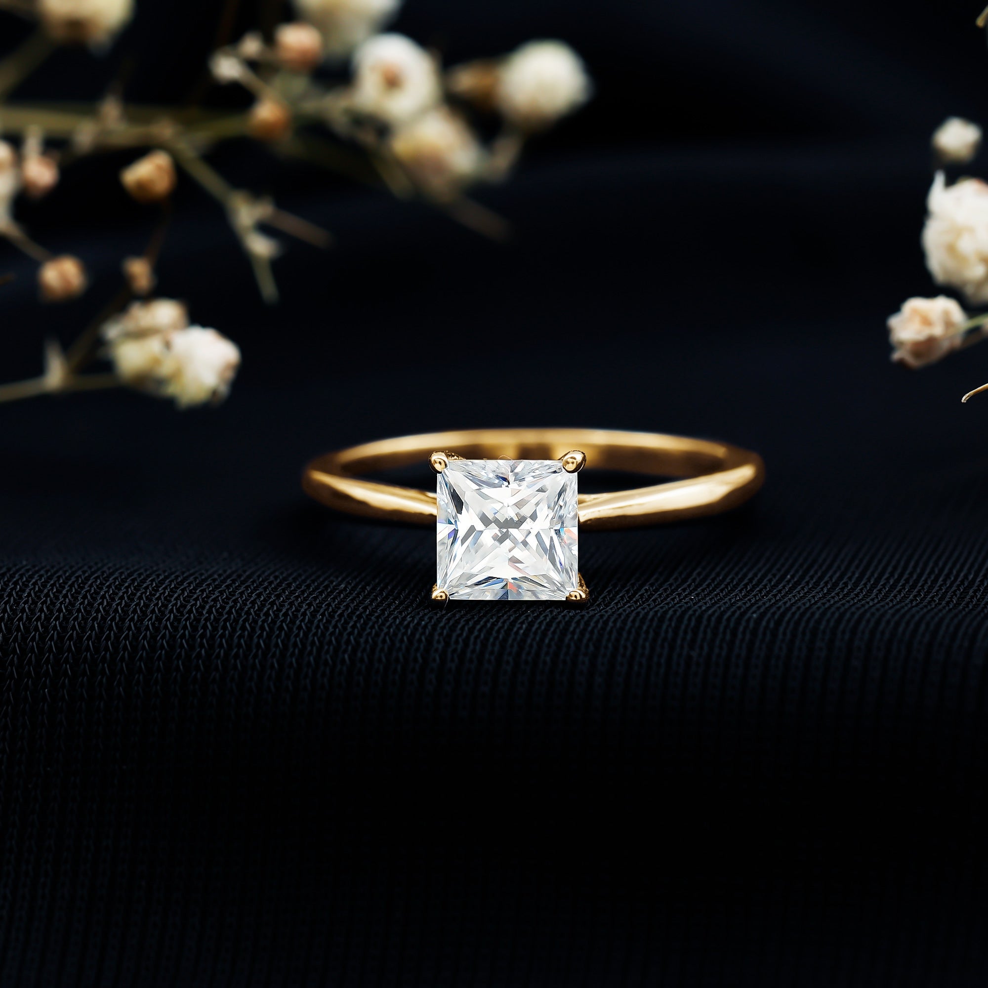 Solitaire 2 Carat Lab Created Diamond Princess Cut Engagement Ring IGI Certified Lab - ( EF-VS ) - Rosec Jewels