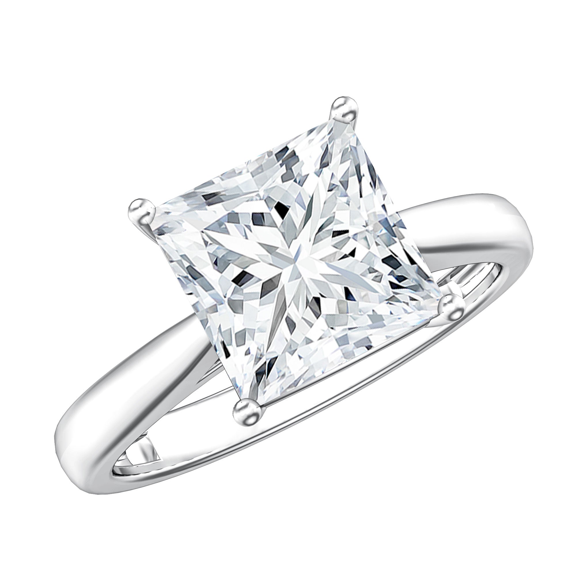 Rosec Jewels-IGI Certified Lab Grown 3 Carat Diamond Princess Cut Engagement Ring Solitaire