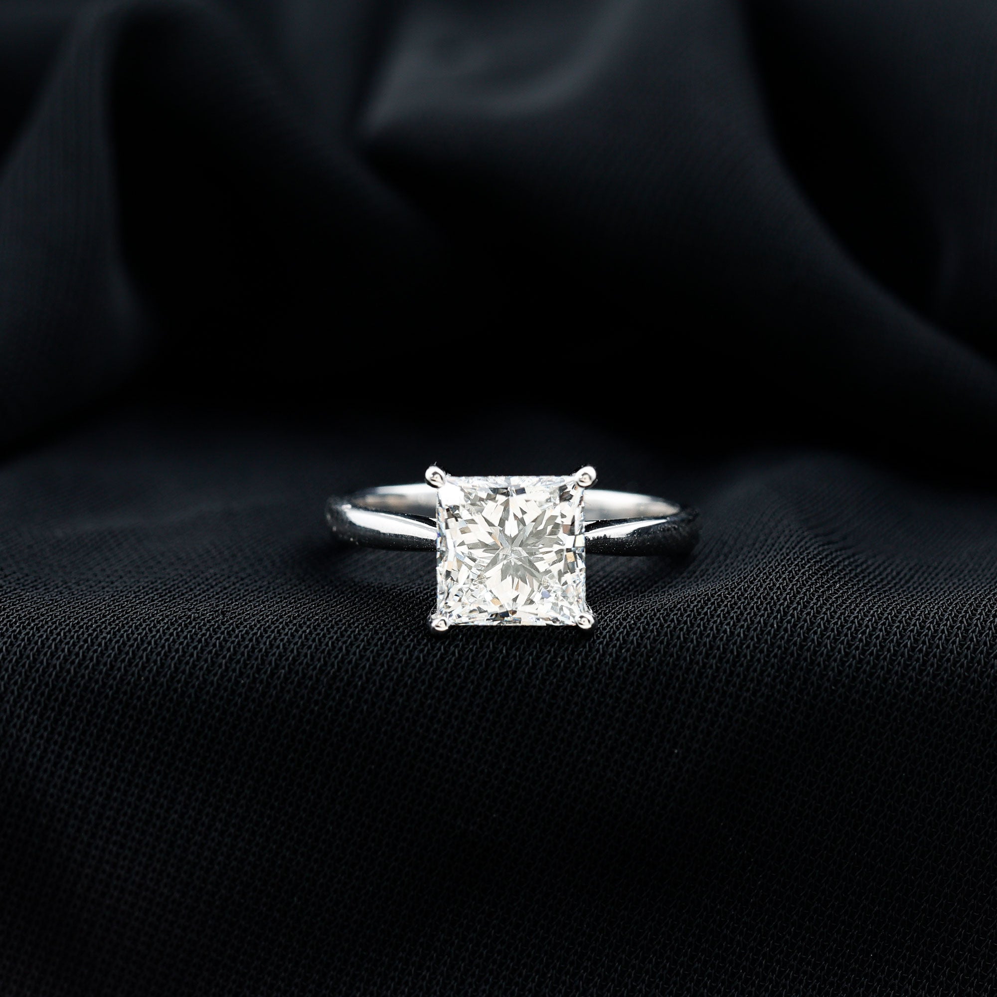 IGI Certified Lab Grown 3 Carat Diamond Princess Cut Engagement Ring Solitaire Lab - ( E-VS1 ) - Rosec Jewels