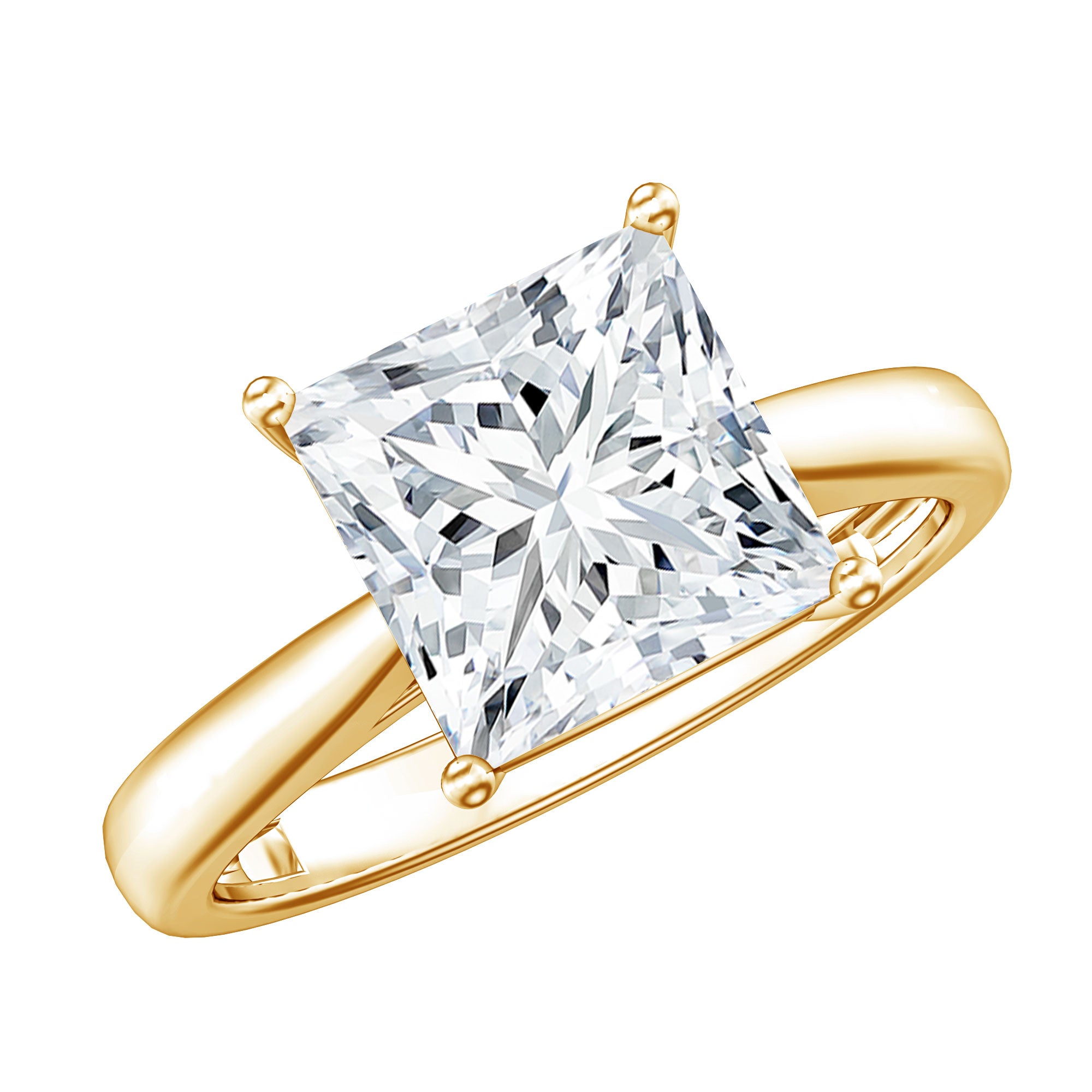 Rosec Jewels-IGI Certified Lab Grown 3 Carat Diamond Princess Cut Engagement Ring Solitaire