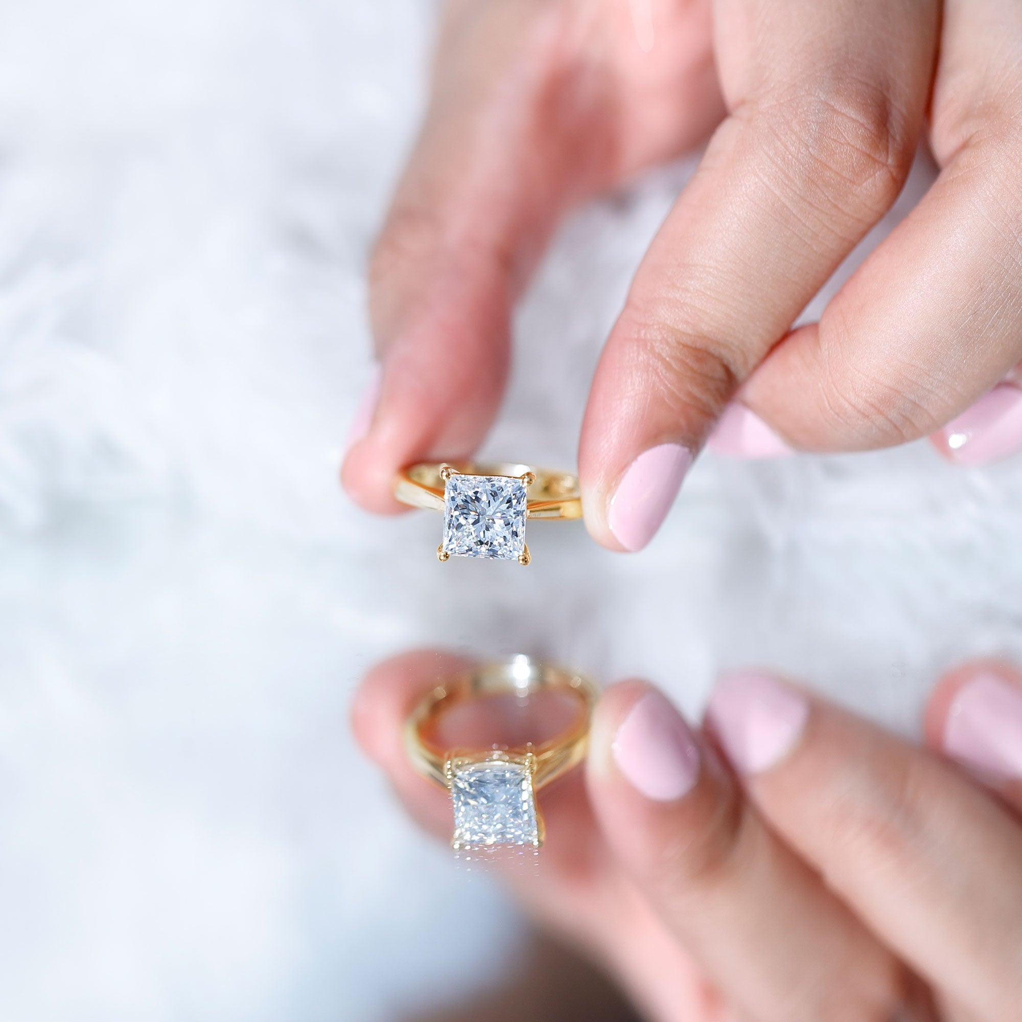 IGI Certified Lab Grown 3 Carat Diamond Princess Cut Engagement Ring Solitaire Lab - ( E-VS1 ) - Rosec Jewels