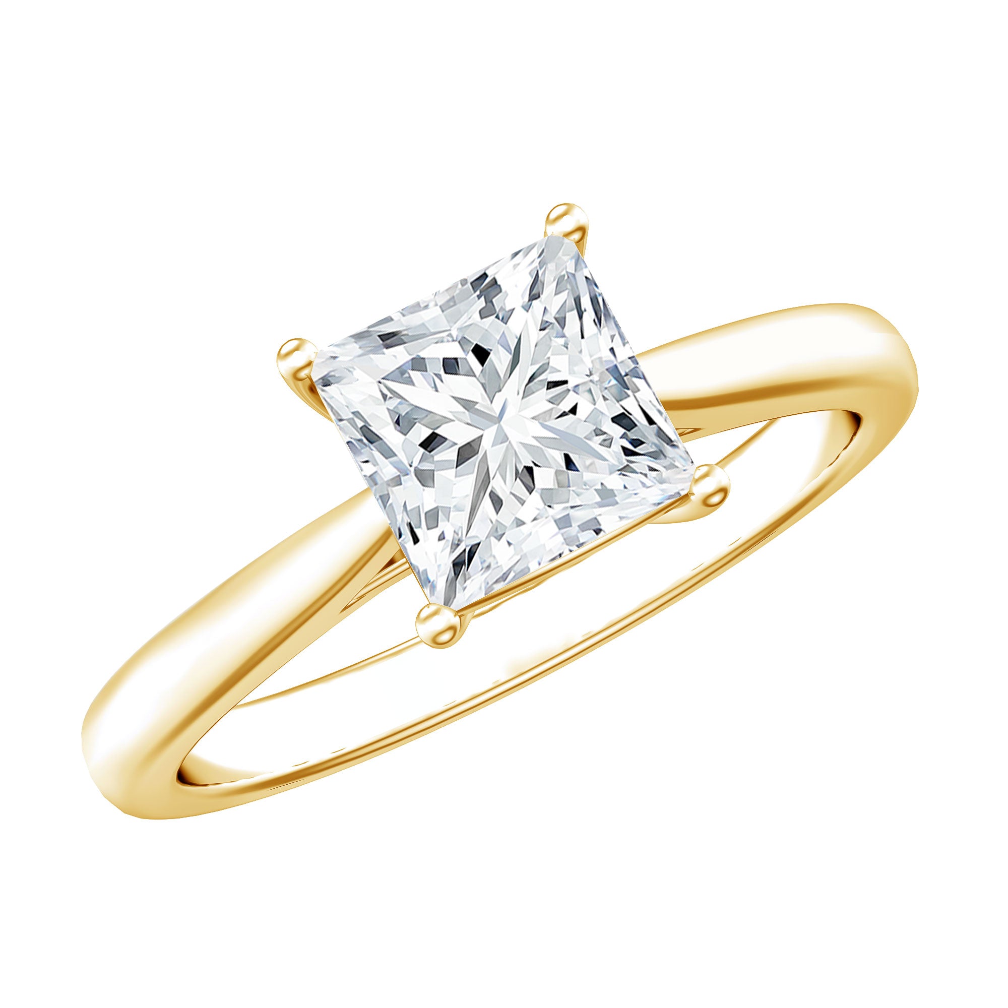 Solitaire 1 Carat Princess Cut Lab Grown Diamond Engagement Ring with IGI Certificate Lab - ( E-VS1 ) - Rosec Jewels