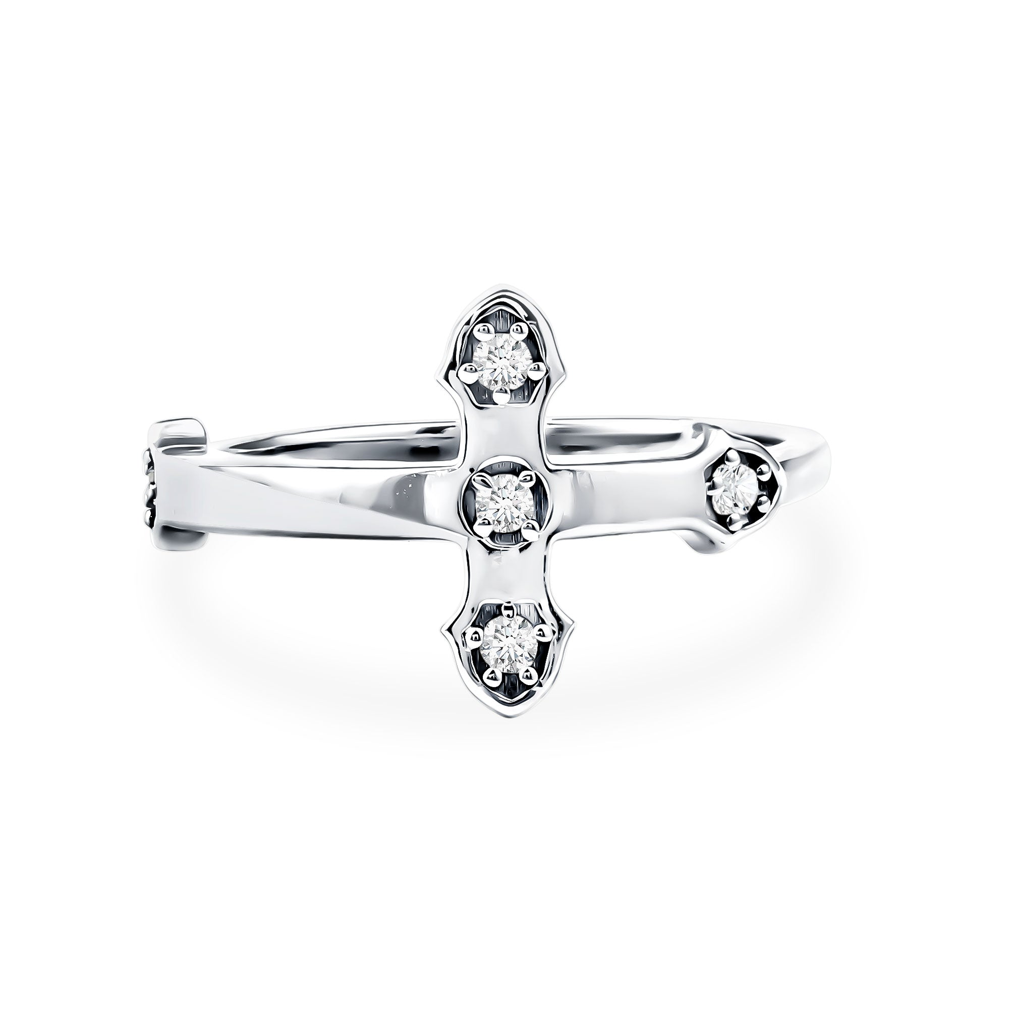 Certified Lab Grown Diamond Cross Ring Lab - ( EF-VS ) - Rosec Jewels