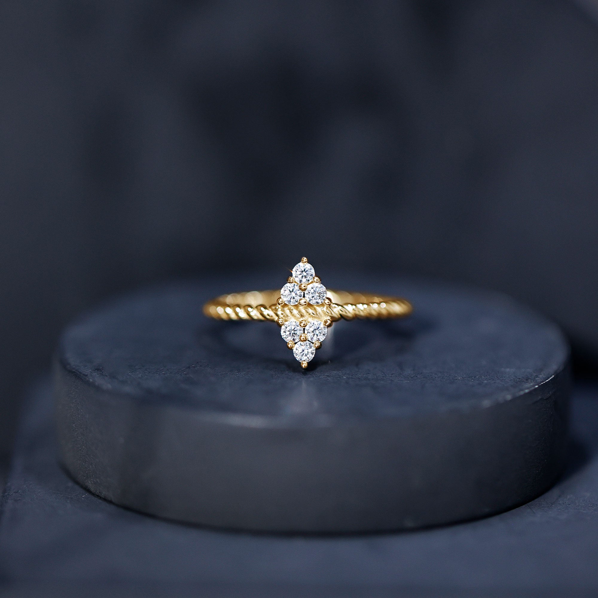 Twin Triangle Lab Grown Diamond Engagement Ring with Twisted Band Lab - ( EF-VS ) - Rosec Jewels