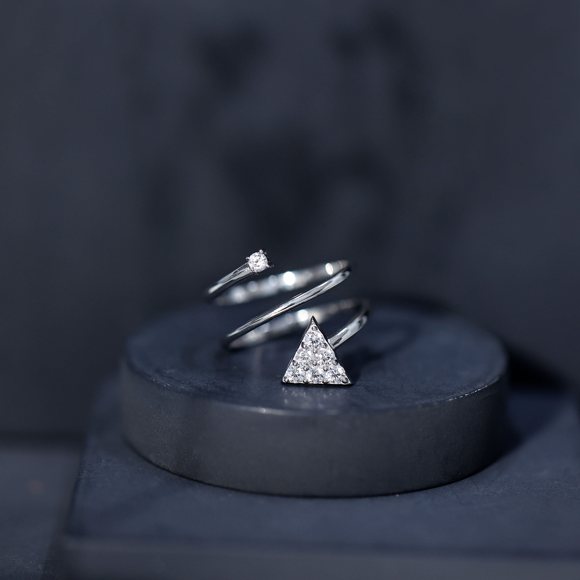 Arrow Shape Spiral Lab Created Diamond Wrap Ring with Certificate Lab - ( EF-VS ) - Rosec Jewels