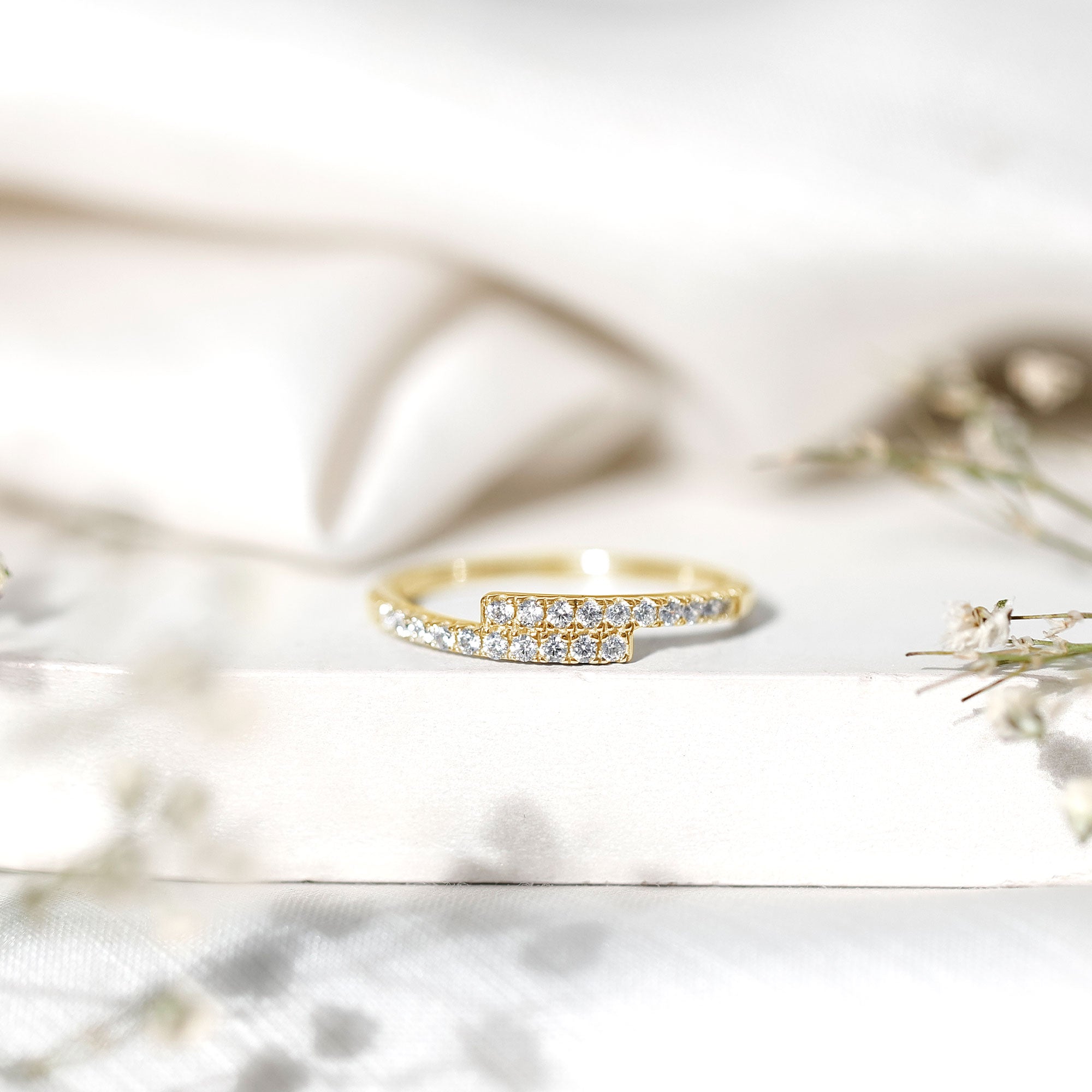 Lab Grown Diamond Half Eternity Stackable Ring in Bypass Style Lab - ( EF-VS ) - Rosec Jewels