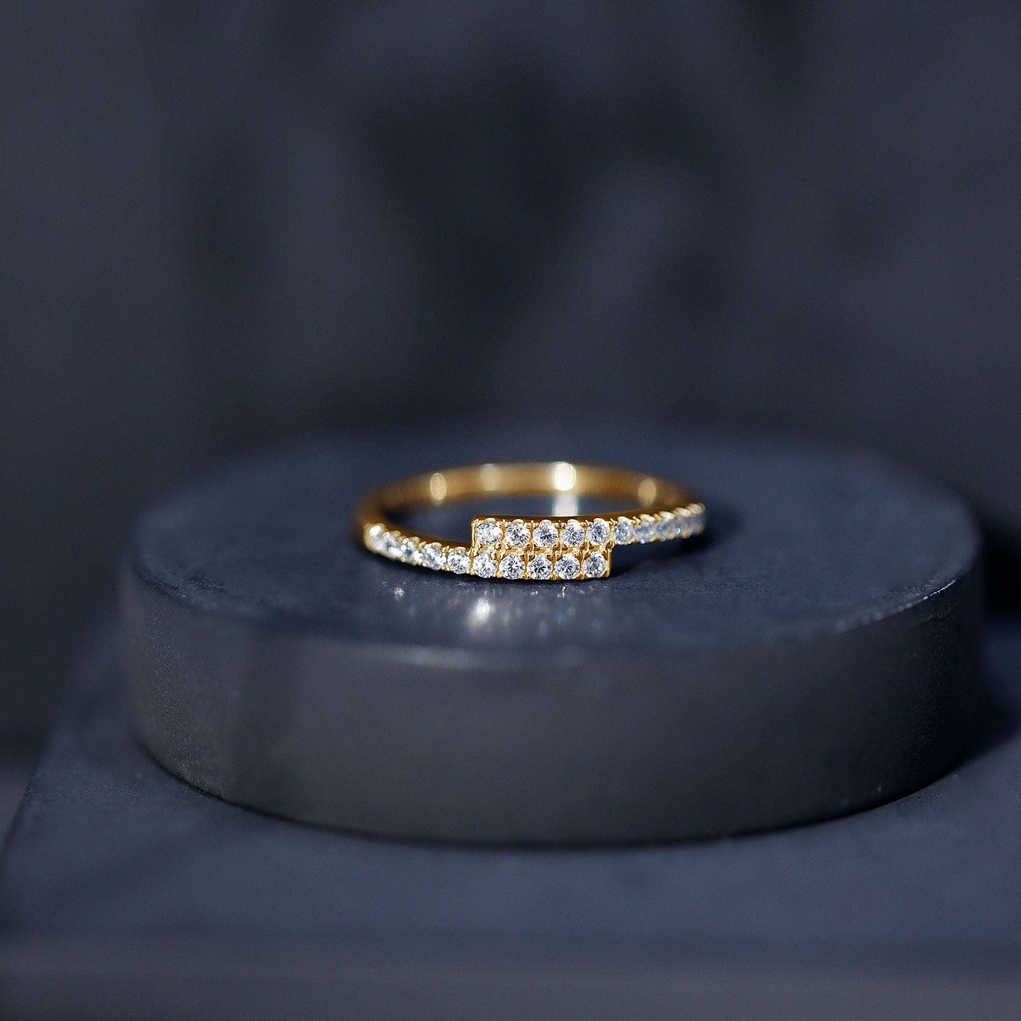 Lab Grown Diamond Half Eternity Stackable Ring in Bypass Style Lab - ( EF-VS ) - Rosec Jewels