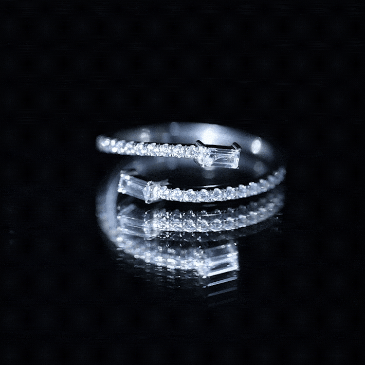 Rosec Jewels-Certified Baguette and Round Lab Grown Diamond Wrap Promise Ring