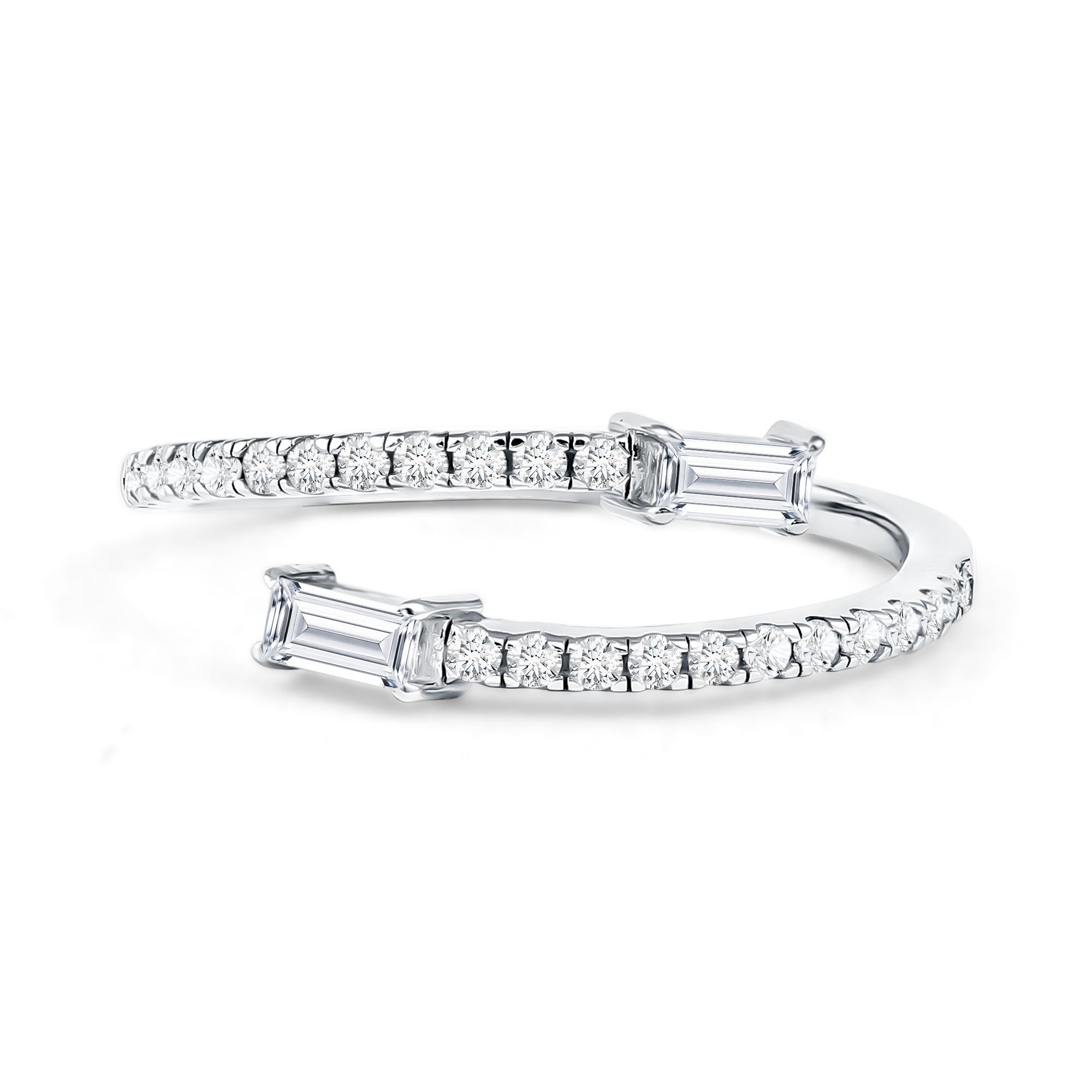 Rosec Jewels-Certified Baguette and Round Lab Grown Diamond Wrap Promise Ring
