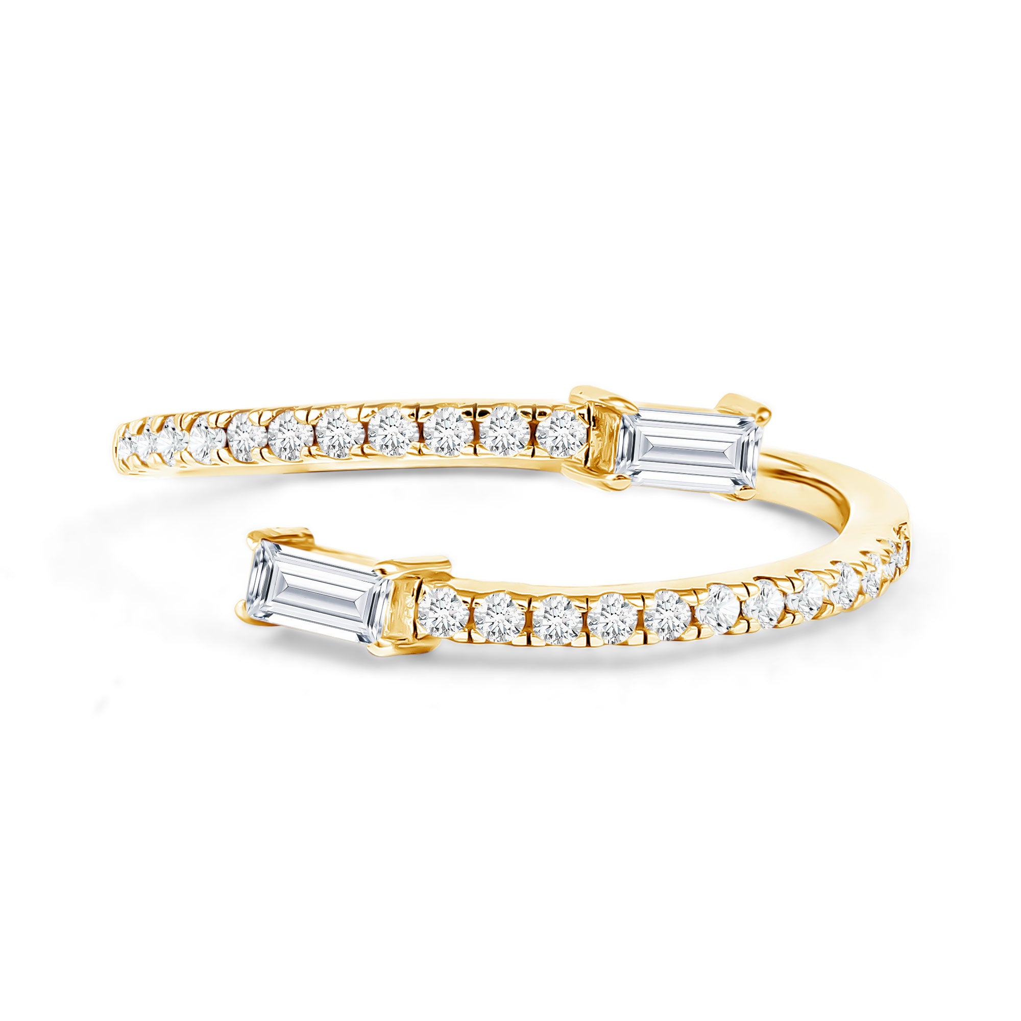Rosec Jewels-Certified Baguette and Round Lab Grown Diamond Wrap Promise Ring