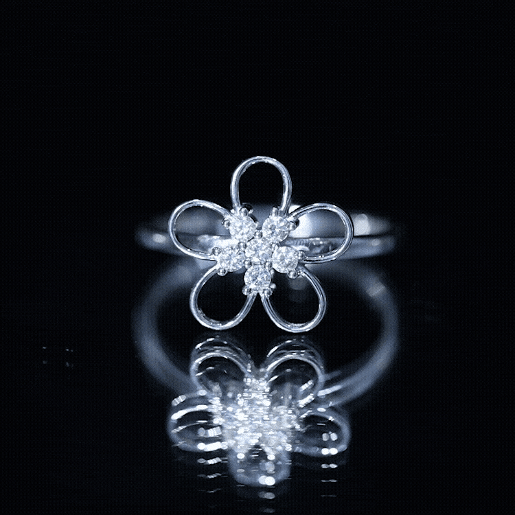 Lab Grown Certified Diamond Flower Engagement Ring for Women Lab - ( EF-VS ) - Rosec Jewels