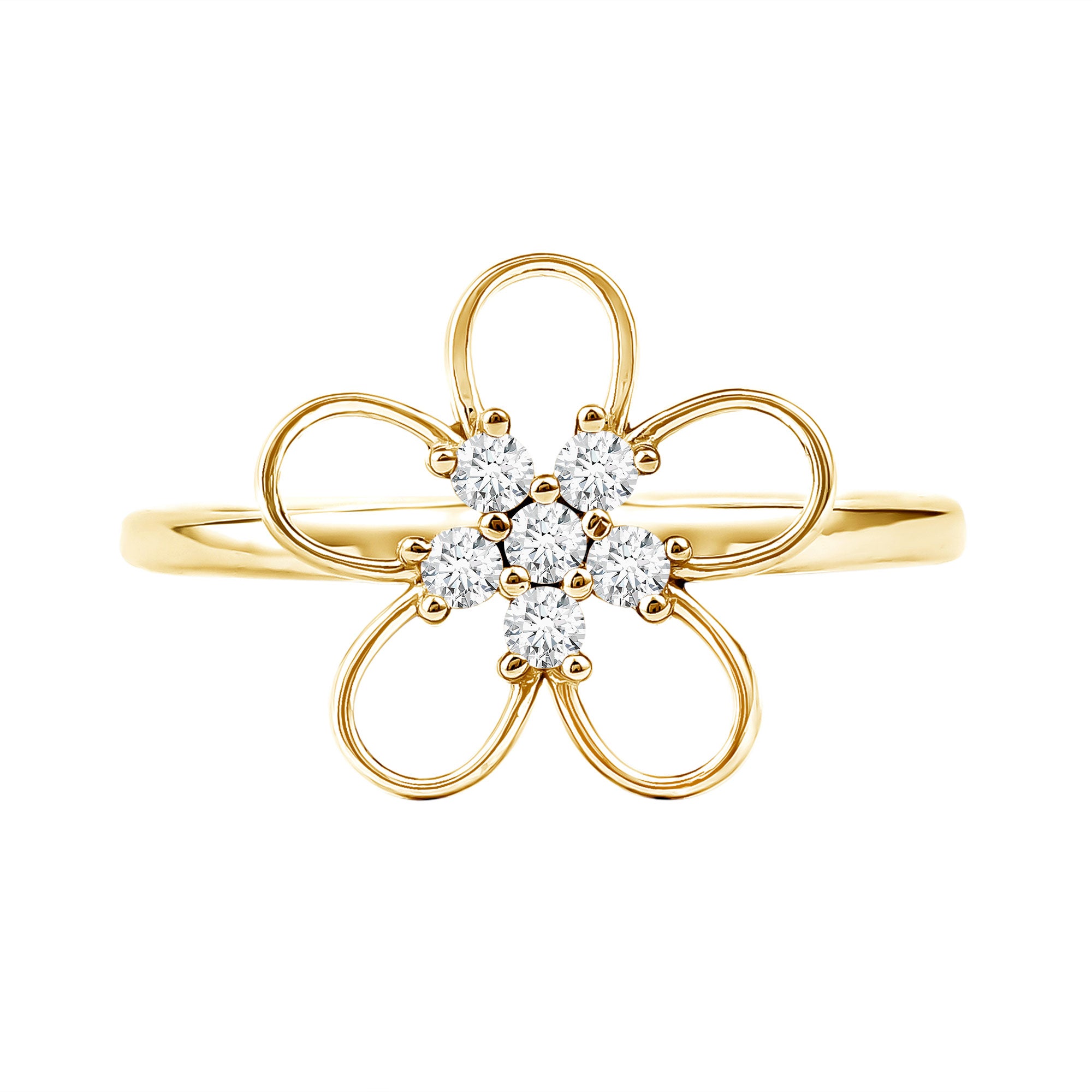 Lab Grown Certified Diamond Flower Engagement Ring for Women Lab - ( EF-VS ) - Rosec Jewels