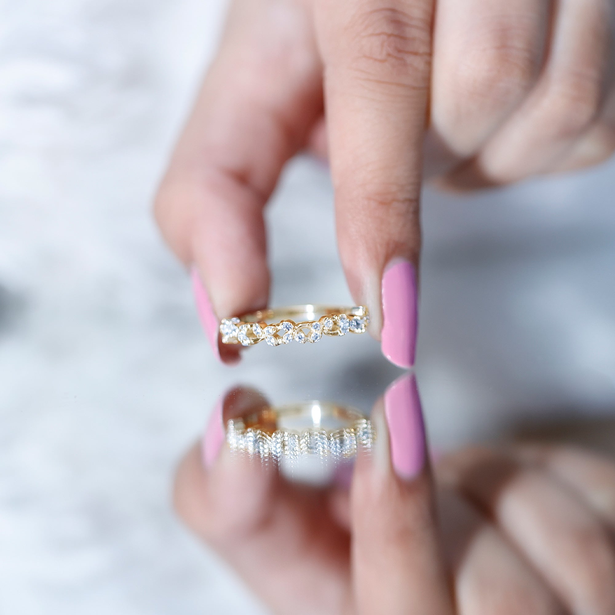 Lab Grown Diamond Leaf Half Eternity Ring with Certificate Lab - ( EF-VS ) - Rosec Jewels