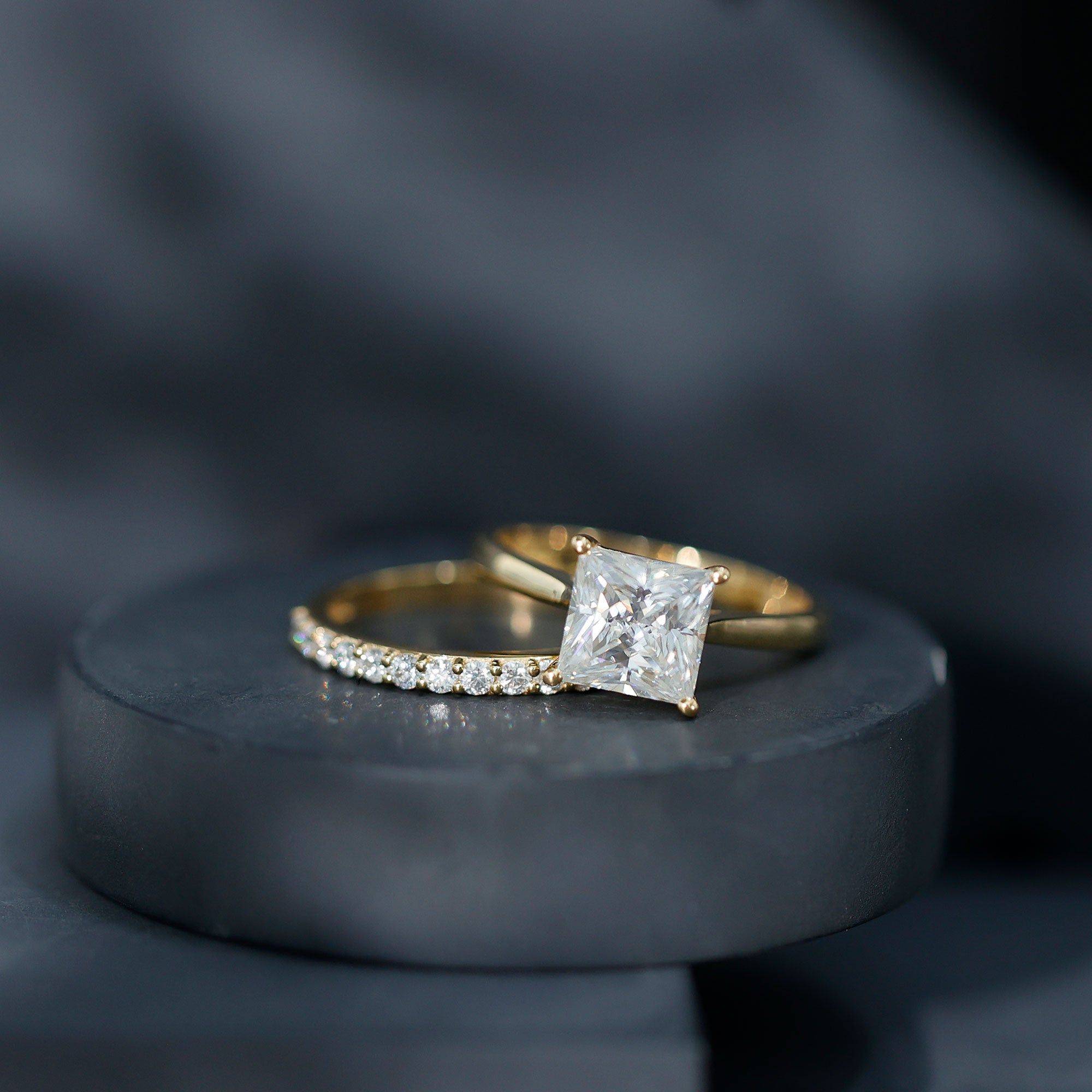 Rosec Jewels-IGI Certified 2 Carat Lab Grown Diamond Princess Cut Engagement Ring With Wedding Band