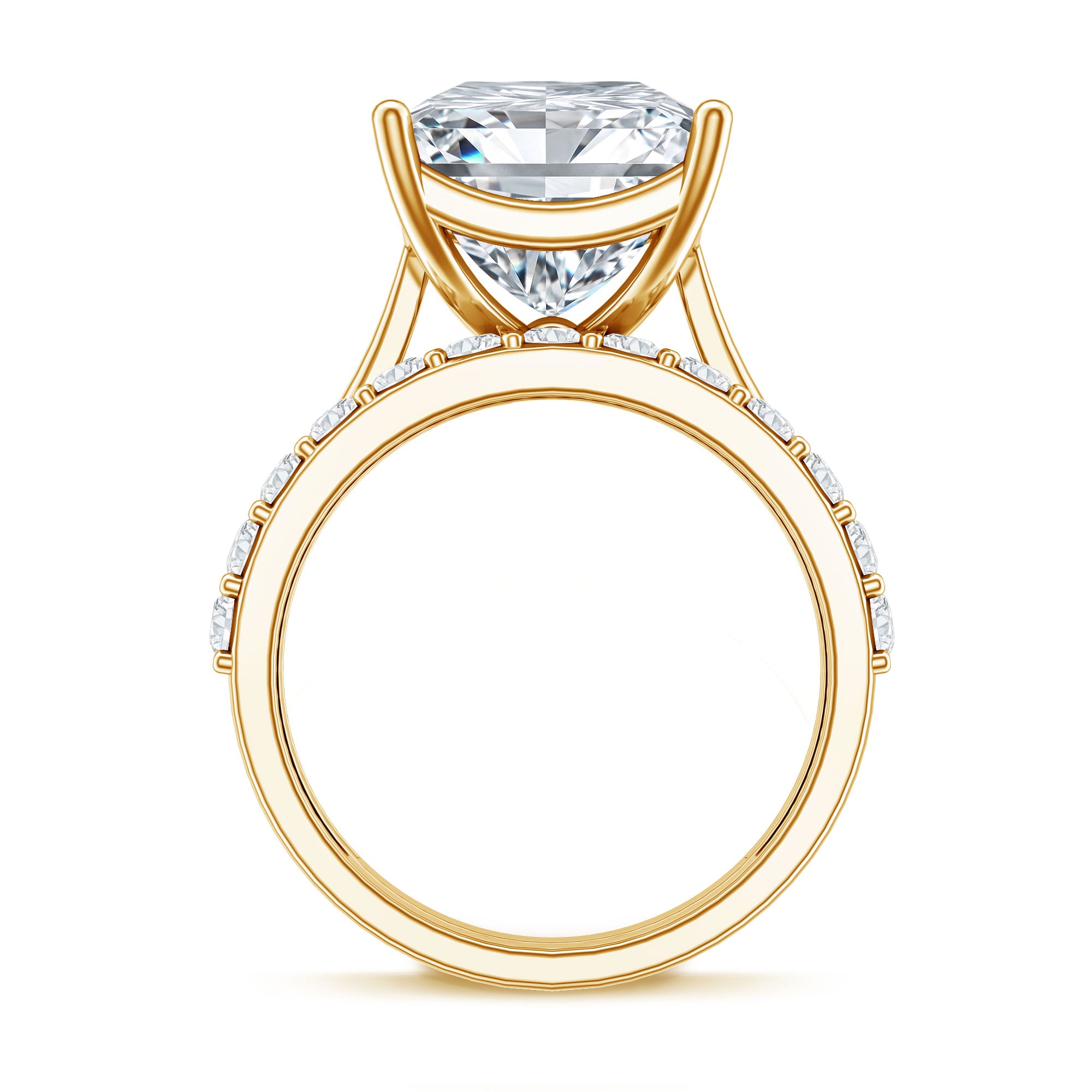 Rosec Jewels-IGI Certified 4 Carat Princess Cut Lab Grown Diamond Solitaire Wedding Ring Set