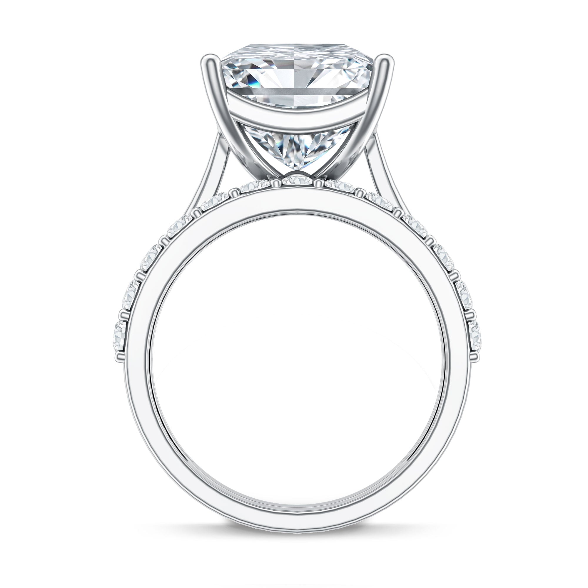 Rosec Jewels-5 Carat Huge Lab Grown Diamond Princess Cut Engagement Ring Set with IGI Certificate