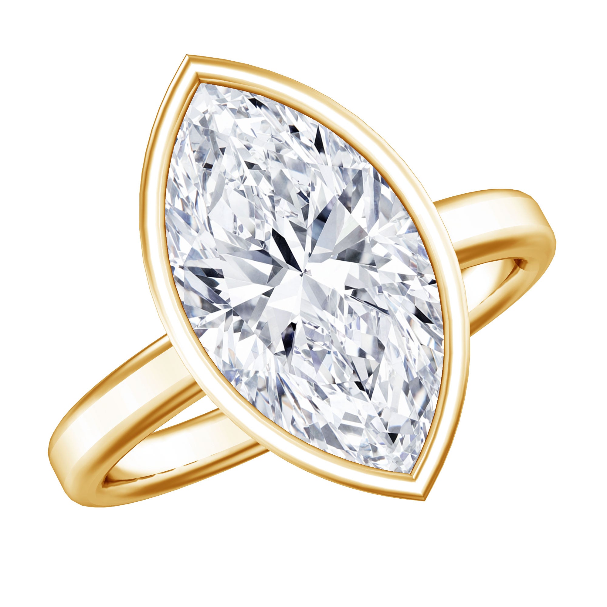 4 Carat Marquise Cut Lab Grown Diamond Bezel Engagement Ring with IGI Certificate Lab - ( E-VS1 ) - Rosec Jewels