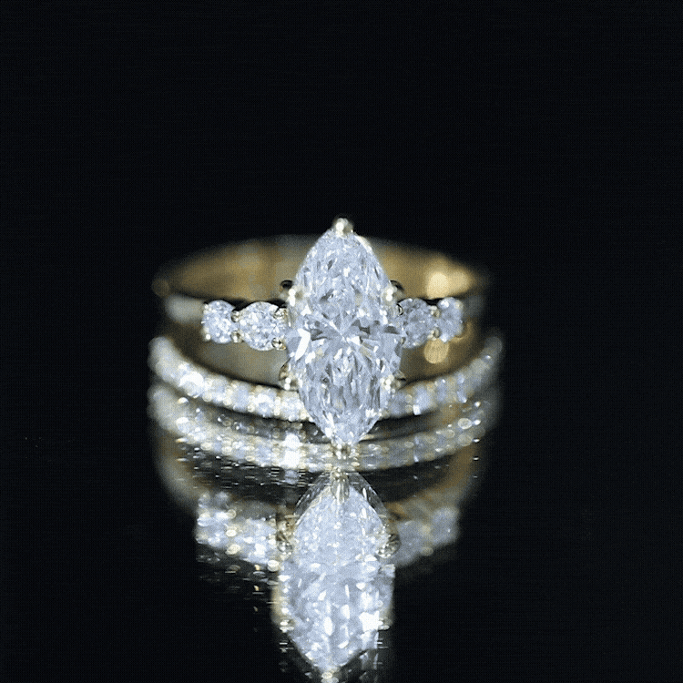 2 Carat Marquise Cut Bridal Ring Set with IGI Certified Lab Grown Diamond Lab - ( E-VS1 ) - Rosec Jewels
