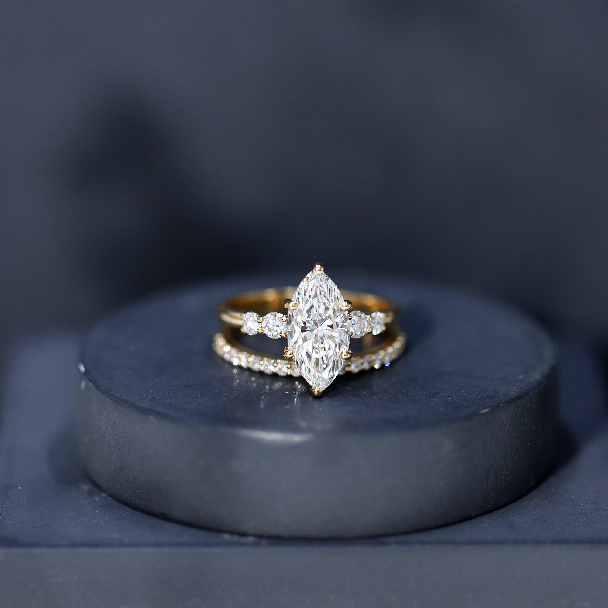 2 Carat Marquise Cut Bridal Ring Set with IGI Certified Lab Grown Diamond Lab - ( E-VS1 ) - Rosec Jewels