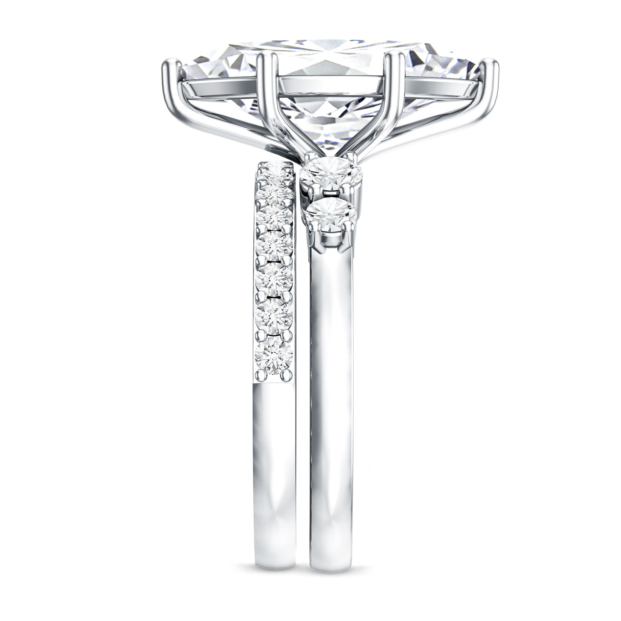 Rosec Jewels-IGI Certified Lab Grown Diamond 4 Carat Marquise Engagement Ring with Wedding Band
