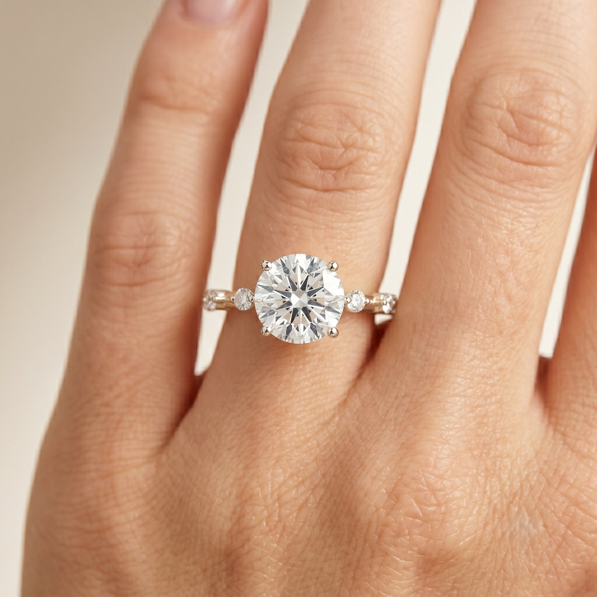 Lab Grown 4 Carat Round Diamond Solitaire Engagement Ring with IGI Certificate Lab - ( E-VS1 ) - Rosec Jewels