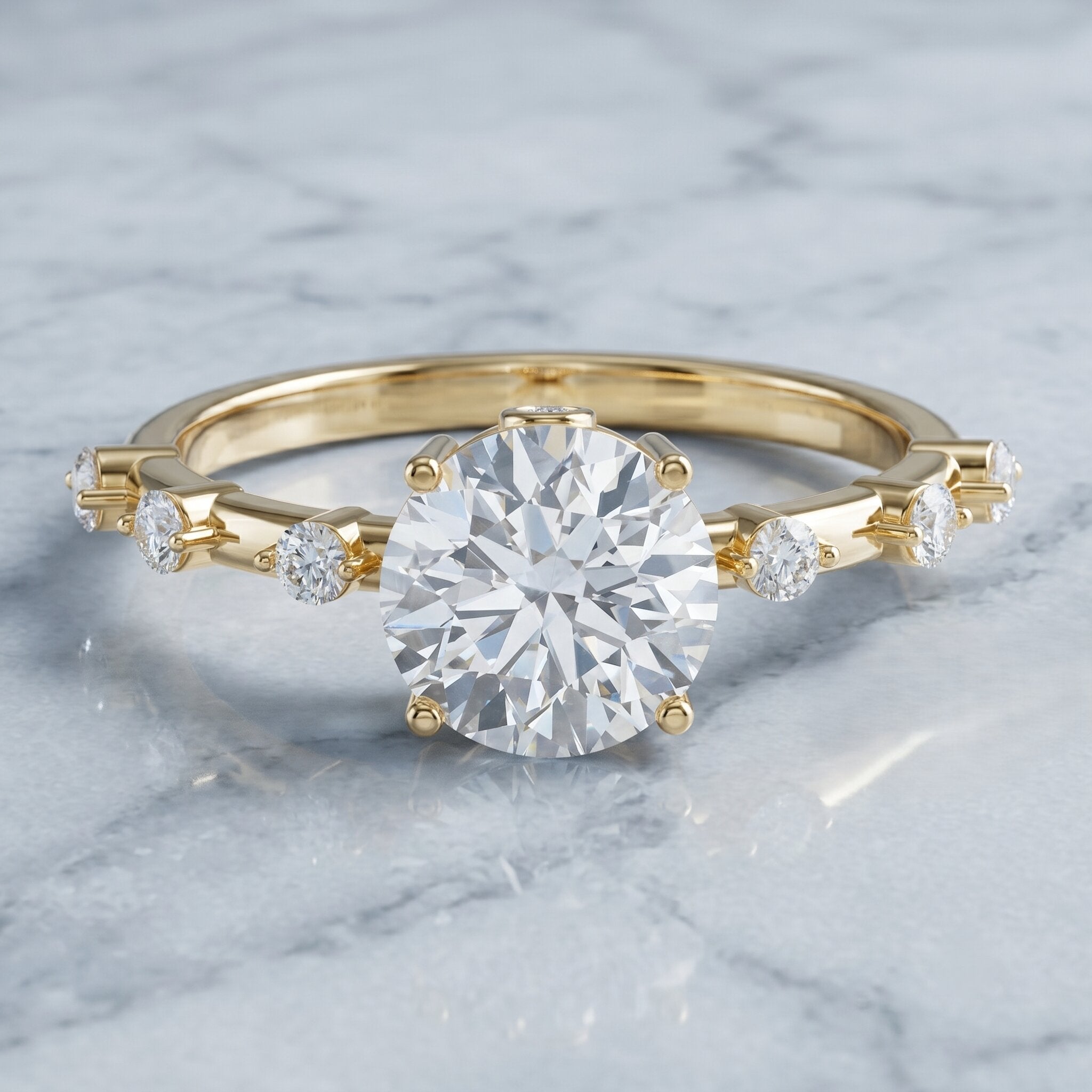Lab Grown 4 Carat Round Diamond Solitaire Engagement Ring with IGI Certificate Lab - ( E-VS1 ) - Rosec Jewels