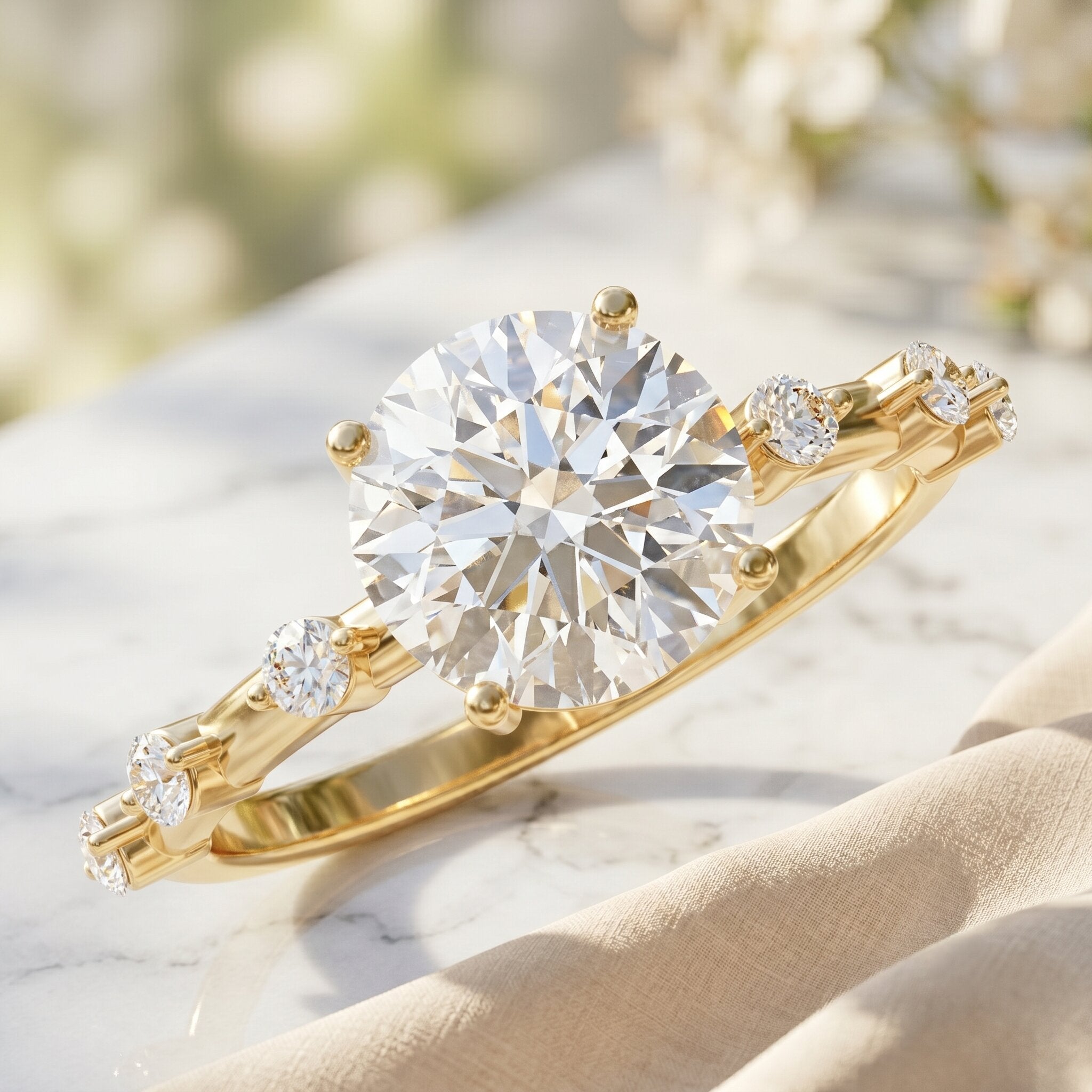 Lab Grown 4 Carat Round Diamond Solitaire Engagement Ring with IGI Certificate Lab - ( E-VS1 ) - Rosec Jewels