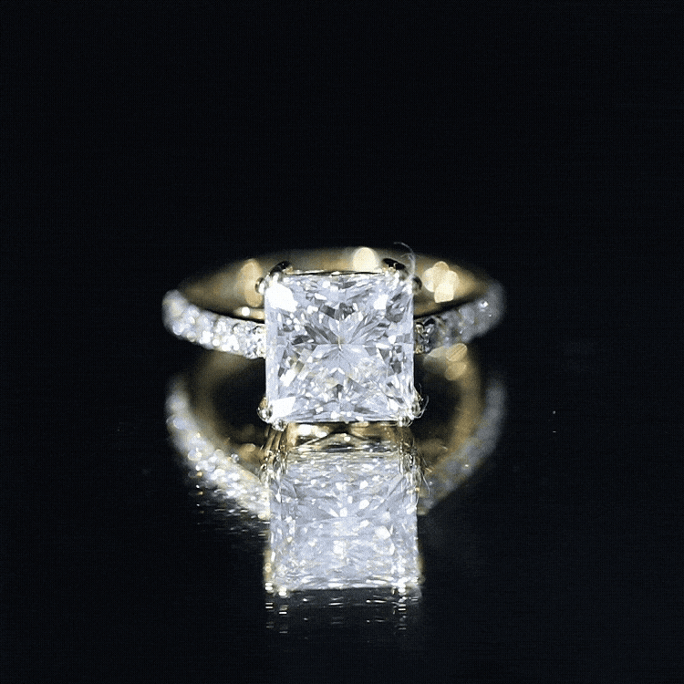 IGI Certified 4 Carat Princess Cut Lab Grown Diamond Solitaire Engagement Ring Lab - ( E-VS1 ) - Rosec Jewels