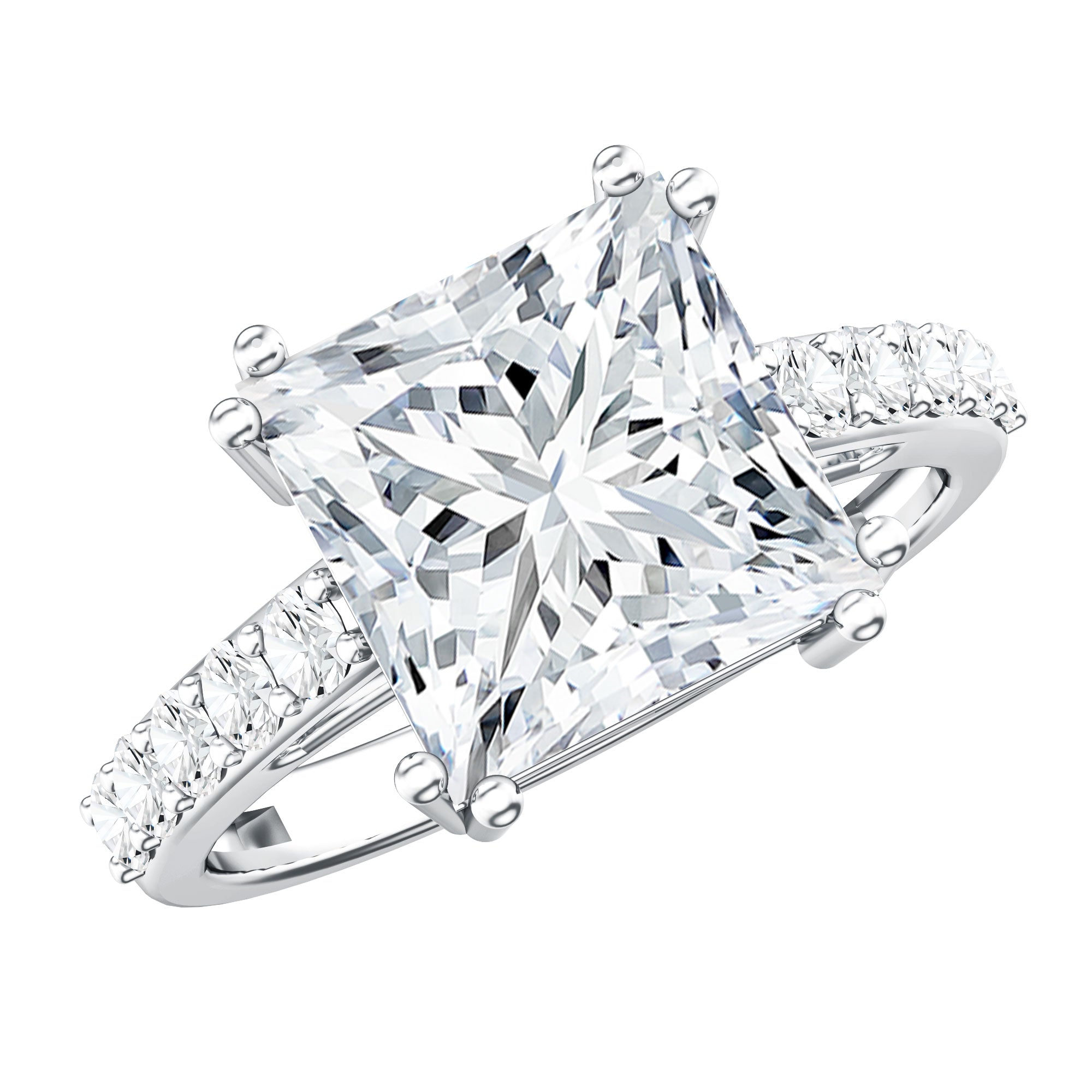 IGI Certified 4 Carat Princess Cut Lab Grown Diamond Solitaire Engagement Ring