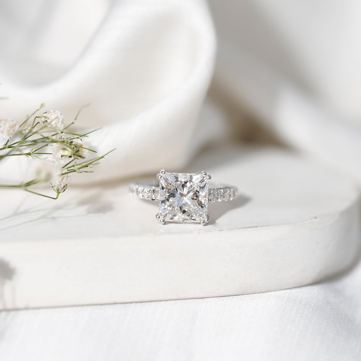 IGI Certified 4 Carat Princess Cut Lab Grown Diamond Solitaire Engagement Ring Lab - ( E-VS1 ) - Rosec Jewels