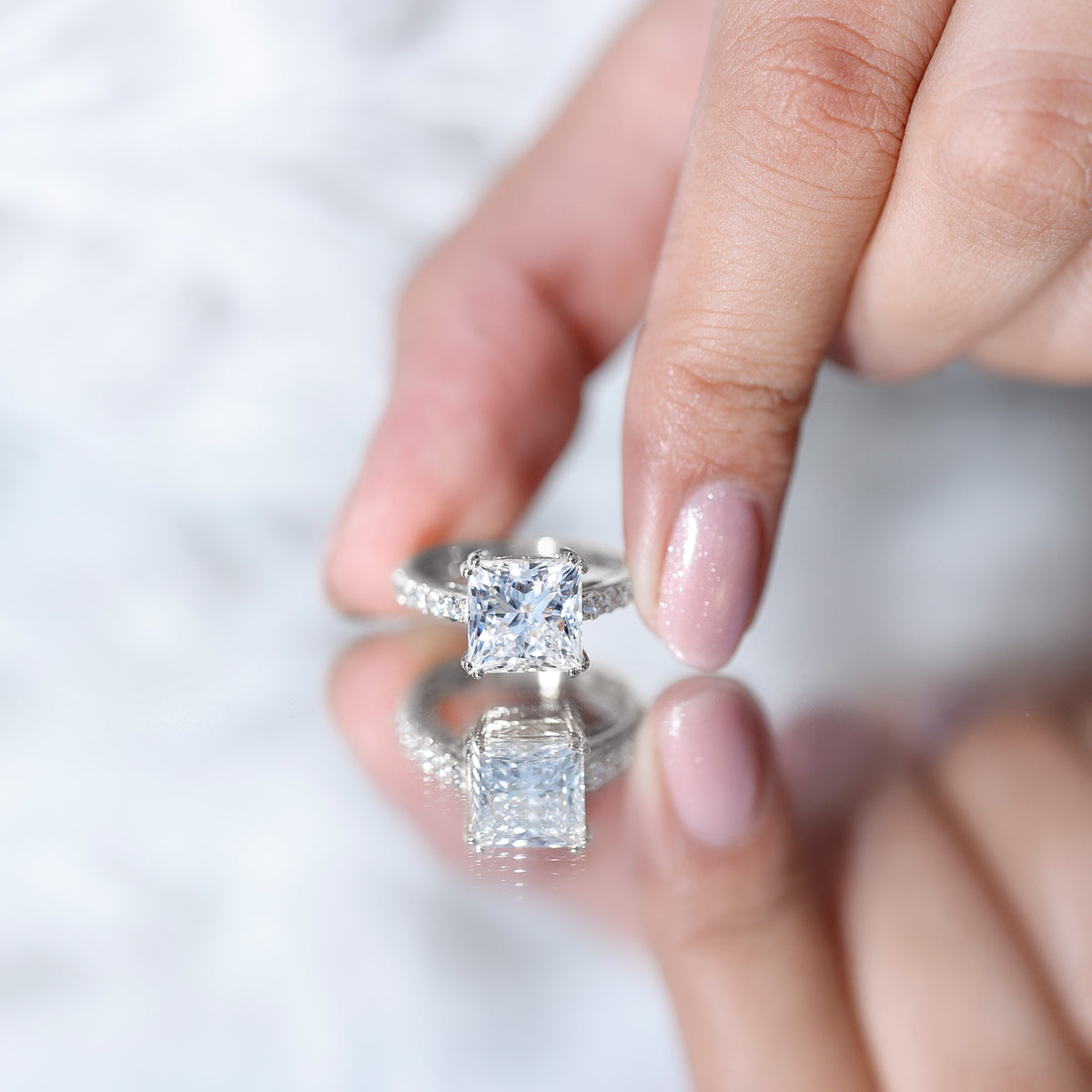 IGI Certified 4 Carat Princess Cut Lab Grown Diamond Solitaire Engagement Ring Lab - ( E-VS1 ) - Rosec Jewels