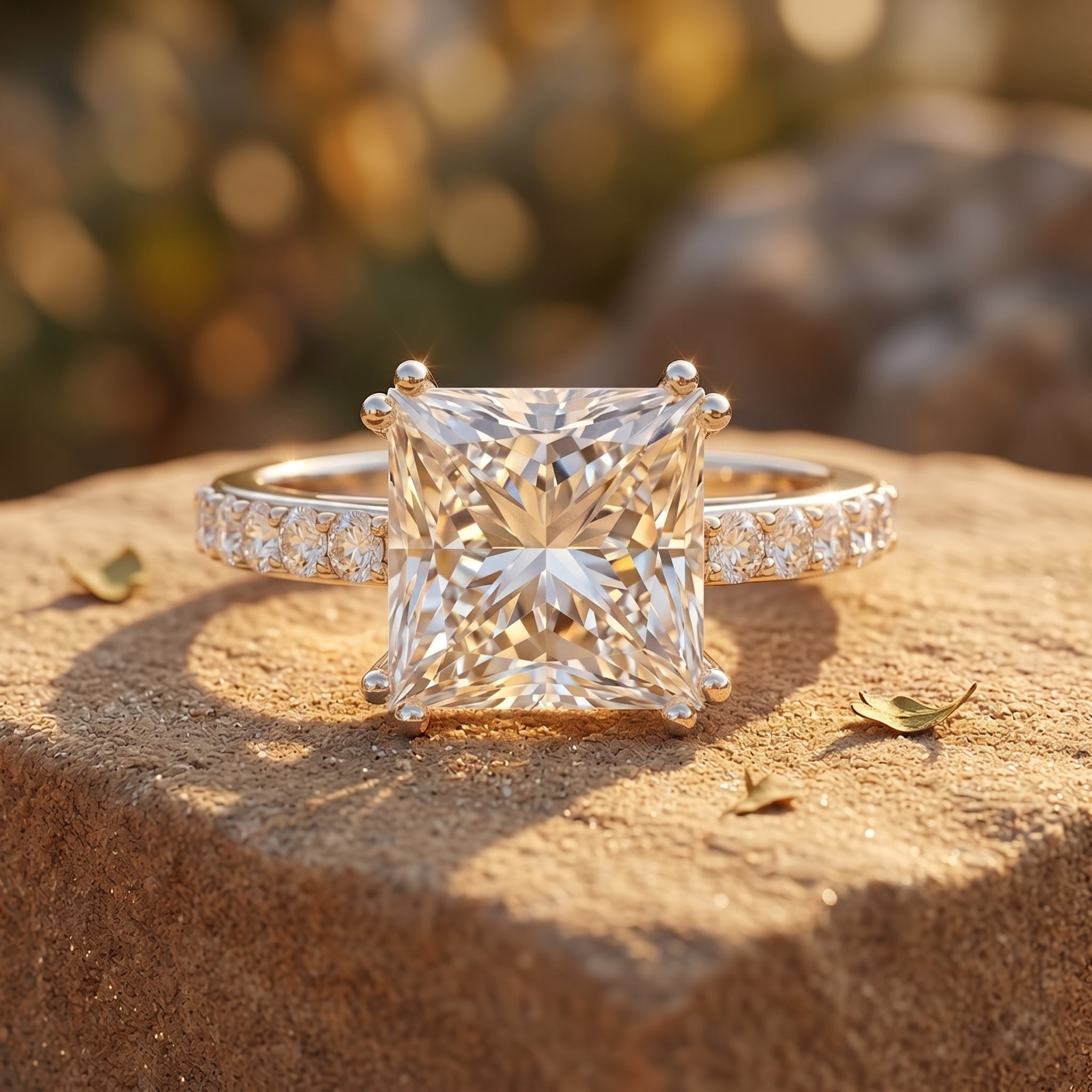 IGI Certified 4 Carat Princess Cut Lab Grown Diamond Solitaire Engagement Ring Lab - ( E-VS1 ) - Rosec Jewels