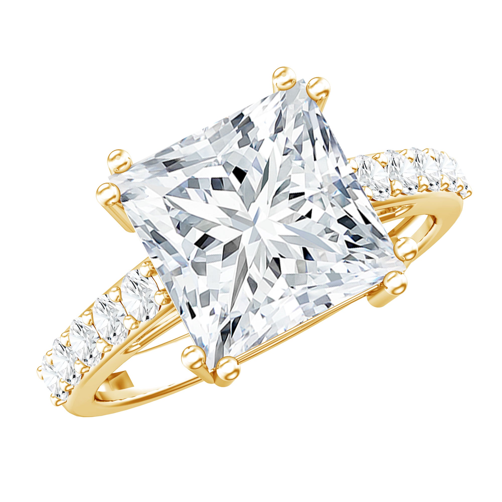 IGI Certified 4 Carat Princess Cut Lab Grown Diamond Solitaire Engagement Ring Lab - ( E-VS1 ) - Rosec Jewels